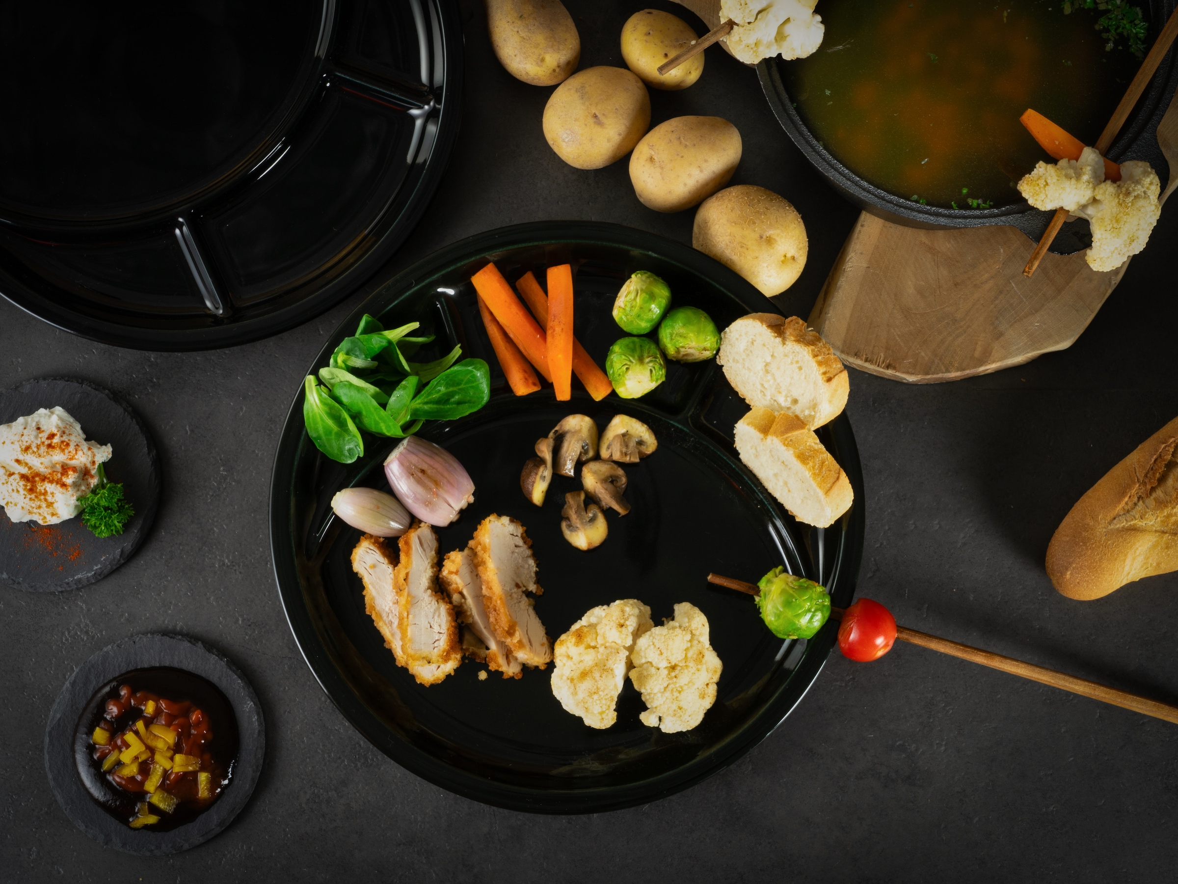 CreaTable Fondueteller »Essteller Universal«, (Set, 4 St.), Teller Set, 4 Personen, Porzellan, spülmaschinenfest, Made in Europe