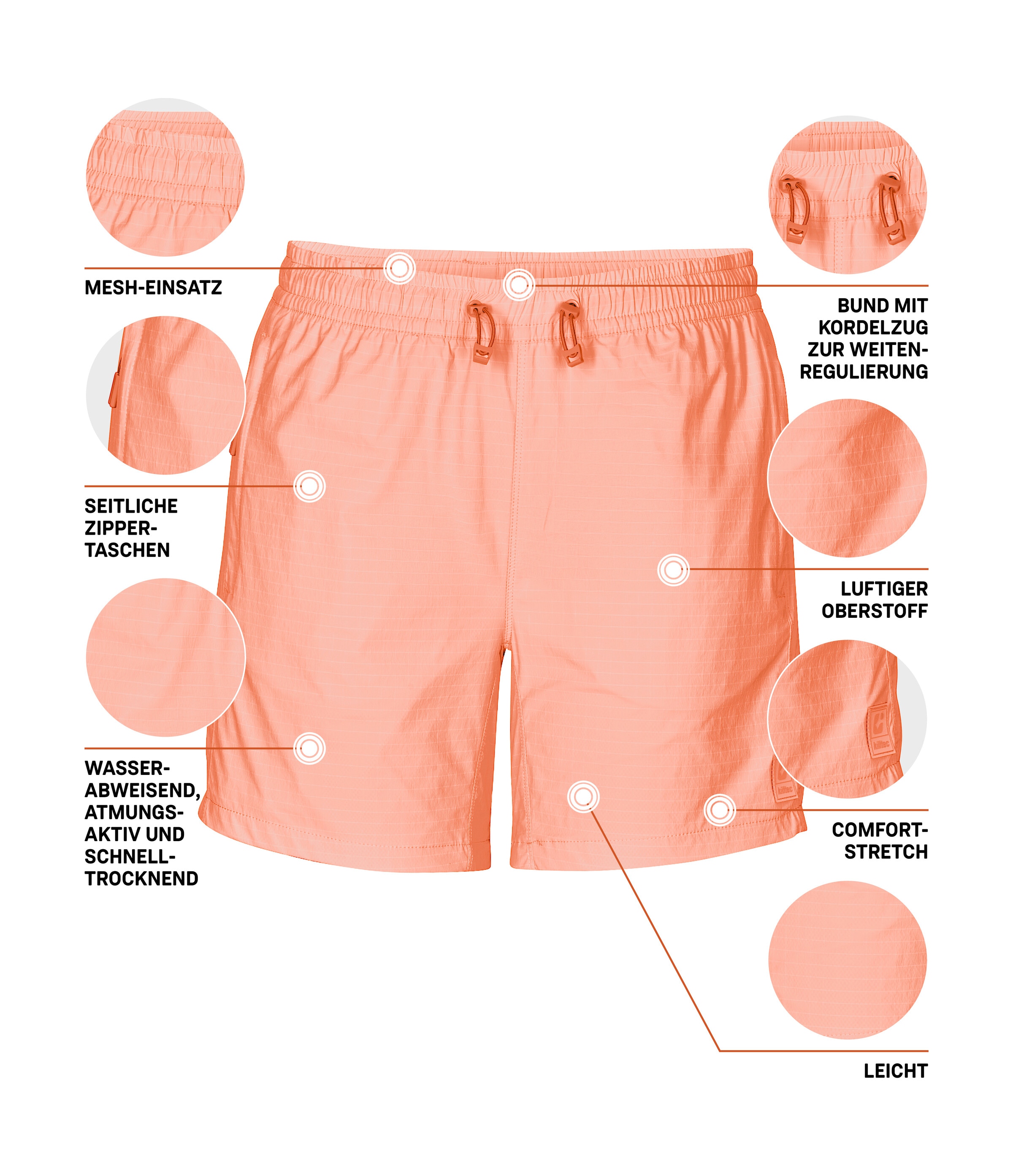 Killtec Shorts »KOS 167 WMN SHRTS«  Leichte, schnelltrocknende Funktionsshorts mit Zipper-Taschen