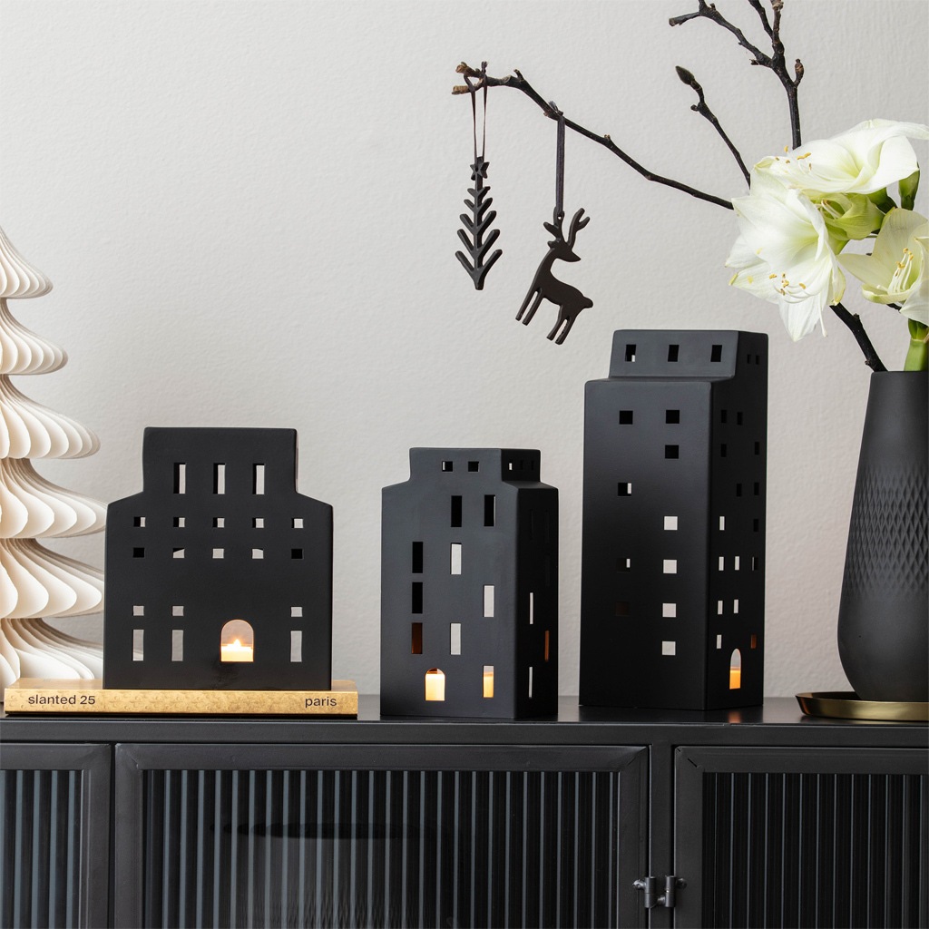 Villeroy & Boch Windlicht »Windlichter-Set Häuser Christmas Chic 20 / 22,5 / 30,7 cm 3-tlg. schwarz« Nur Dekoration