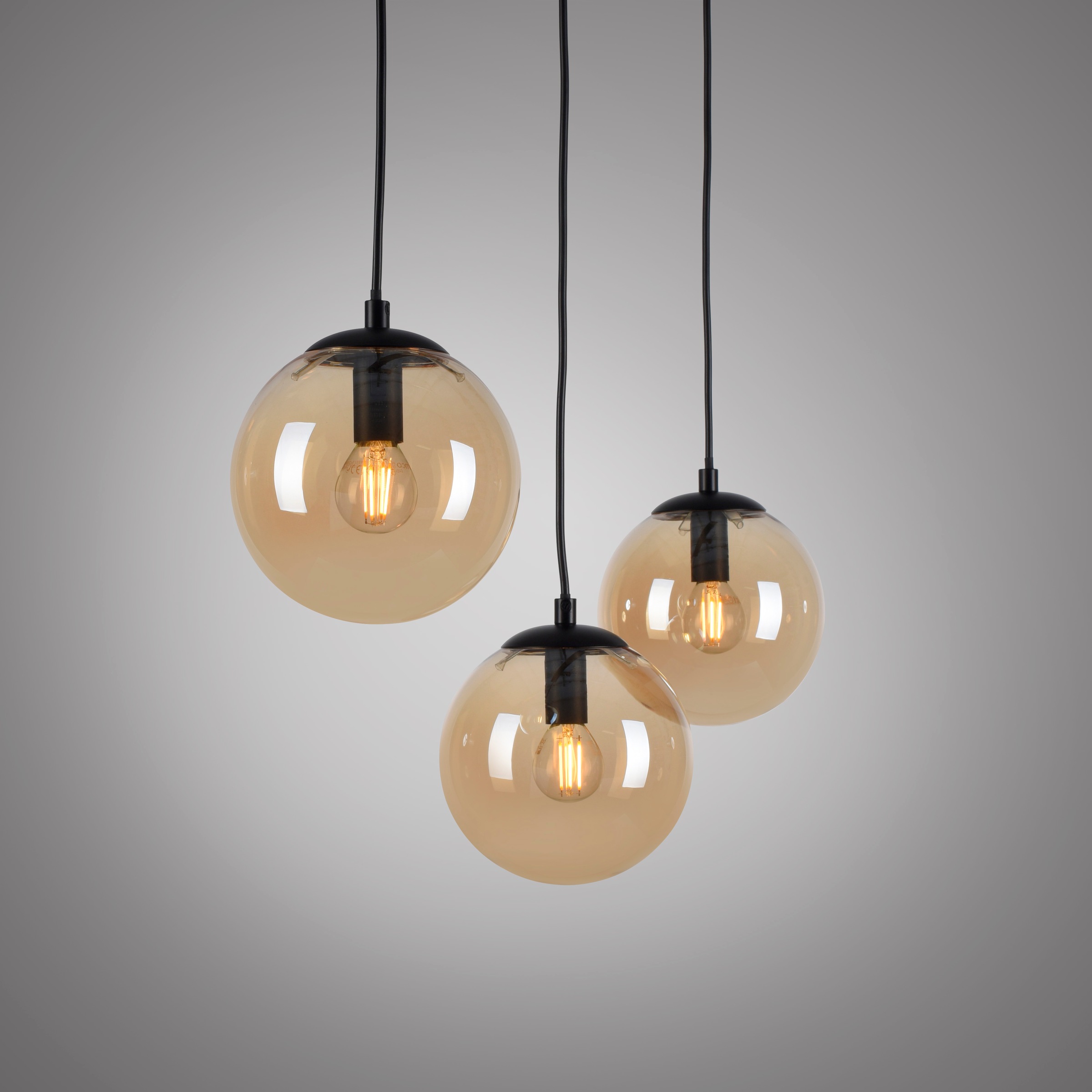 my home Pendelleuchte »Nymölla« E14 Hängeleuchte mit großen Glaskugeln, amberfarben oder opal matt weiß