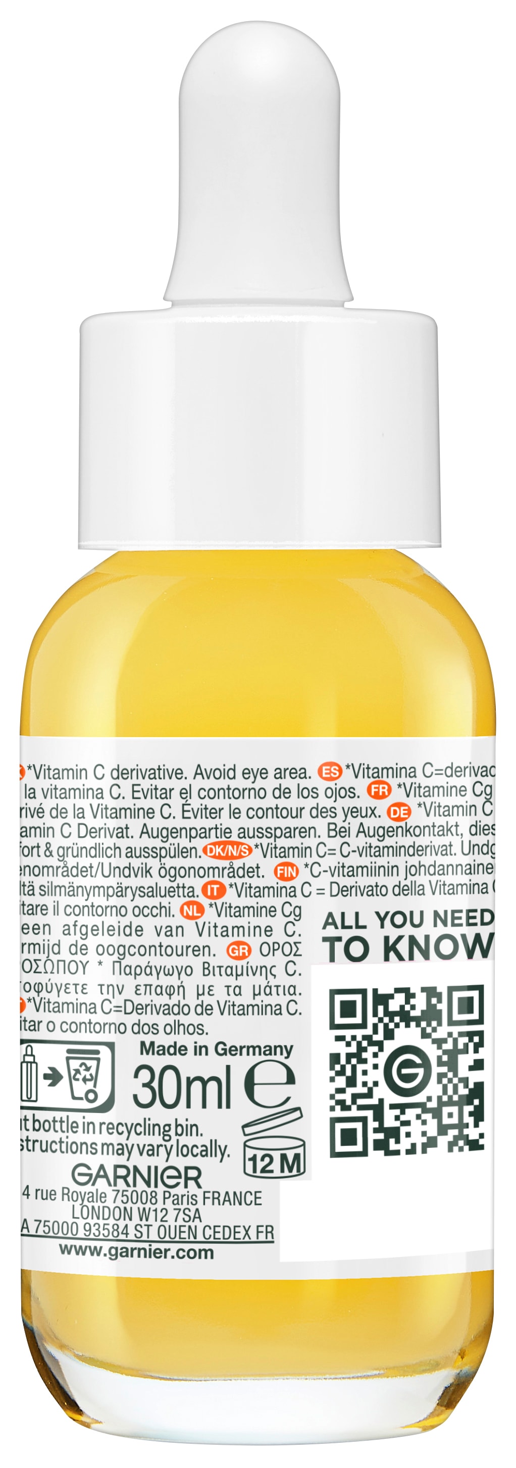 GARNIER Gesichtsserum »SkinActive Vitamin C« wirkt Pigmentflecken entgegen, die Haut wird glatter