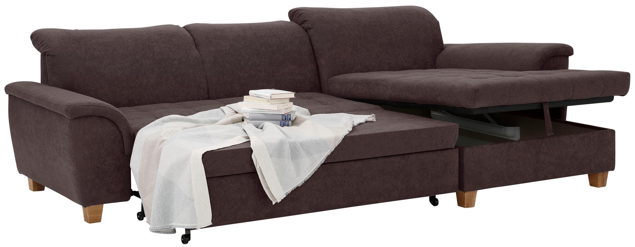 Home affaire Ecksofa »Lyla L-Form«, mit Recamiere, wahlweise mit Rückenfunktion und zusätzlich mit Bett