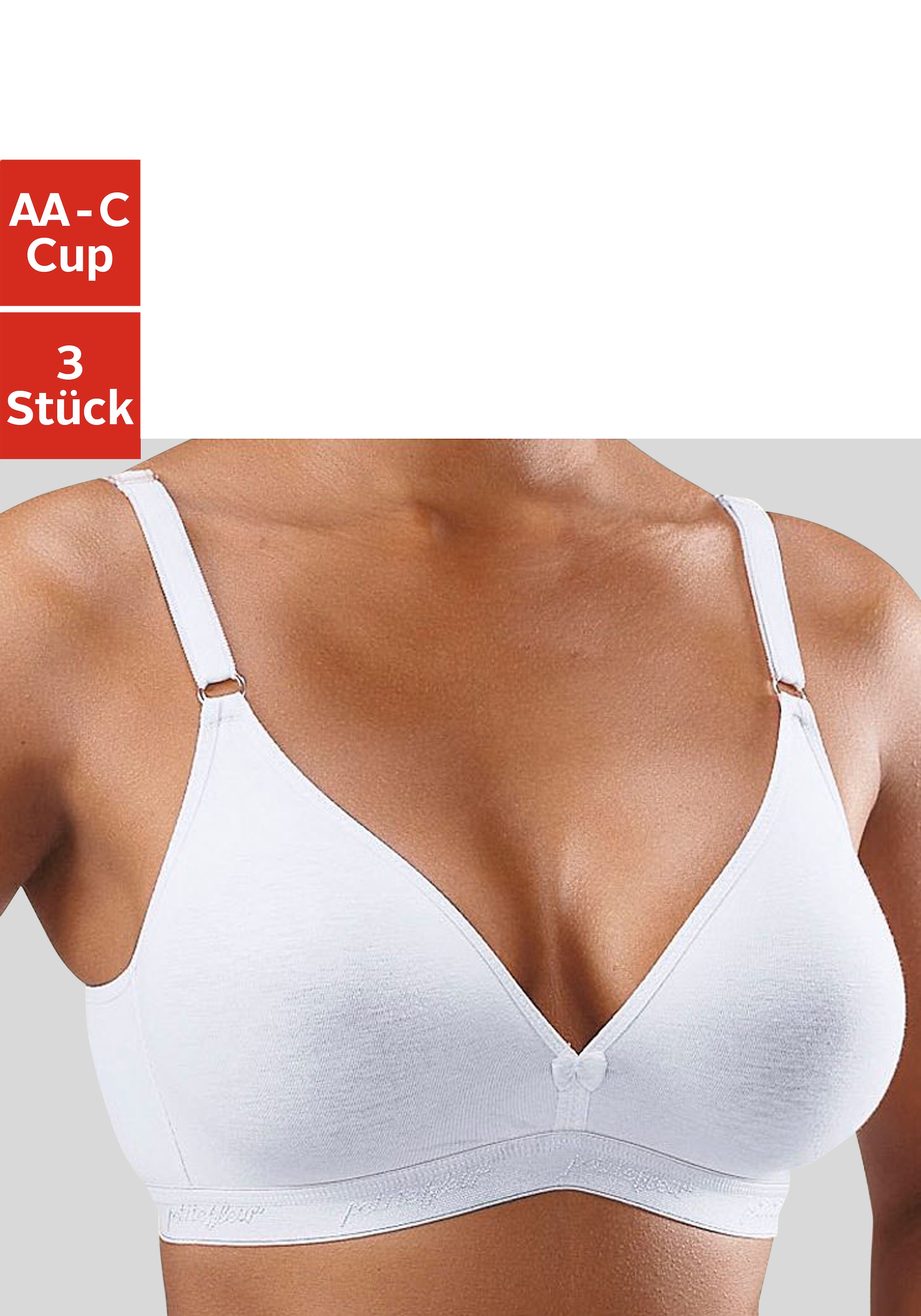 petite fleur Bralette-BH Packung, 3 Stück,  ohne Bügel im Triangel-Schnitt aus schöner Baumwolle