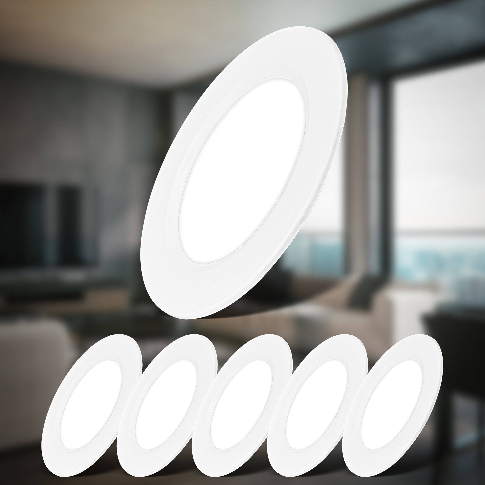 B.K.Licht Einbauleuchte »BK_EL1618 6er Set LED Einbaustrahler, Ultraflach, IP20 Deckenspots« LED-Modul 6 Stk. Neutralweiß 4.000 K, 330Lm, 3W, Kunststoff, 9 x 2,8 cm, Weiß