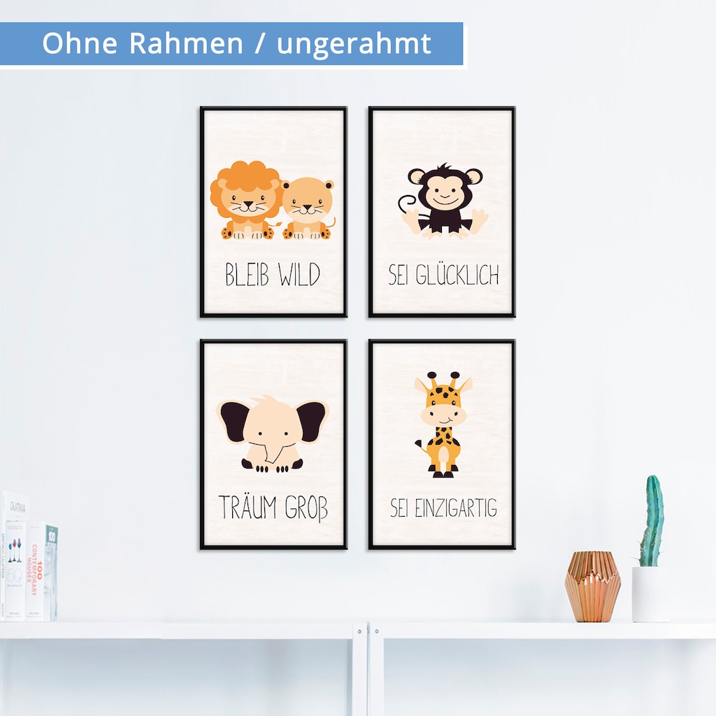 Lüttenhütt Poster »Tiere«, Tiere, (Set, 4 St., 4 Teile)