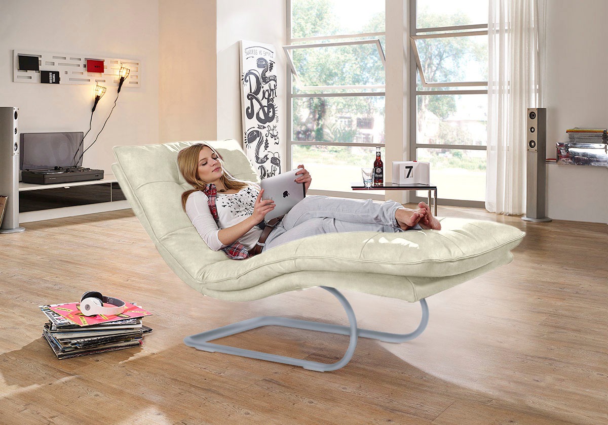 W.SCHILLIG Relaxliege »daily dreams«, in Waffelkissen-Optik, wahlweise mit Motor, silber matt, in 2 Breiten