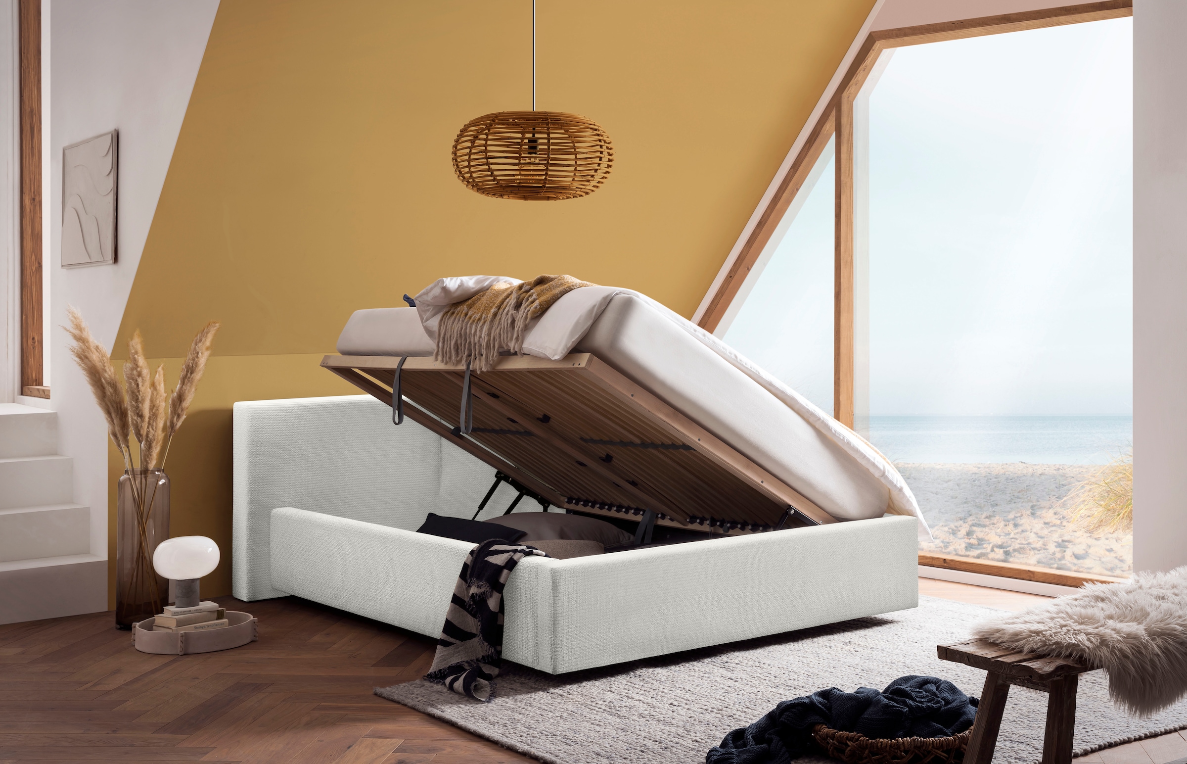 meise.möbel Polsterbett »Cube wahlweise mit Matratze und Bettkasten« extra flaches Kopfteil, erhältlich in den Breiten 140cm, 160cm & 180cm