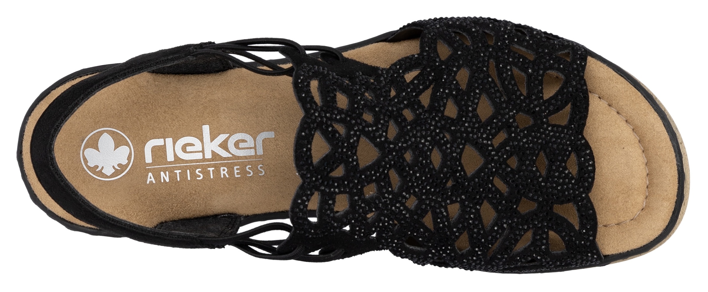 Rieker Keilsandalette  Sommerschuh, Plateausandale, Schlupfschuh mit Schmucksteinchen