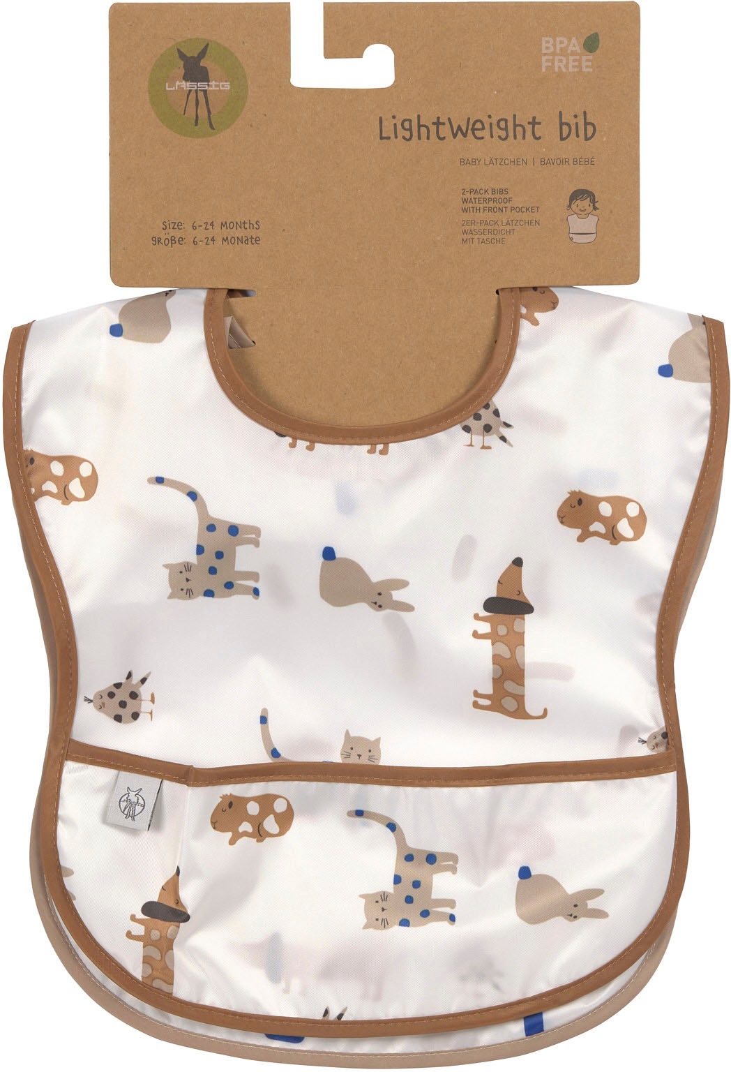 LÄSSIG Lätzchen »Little Mateys, royal blue«, (Set, 2 St.), mit integriertem Auffangschutz
