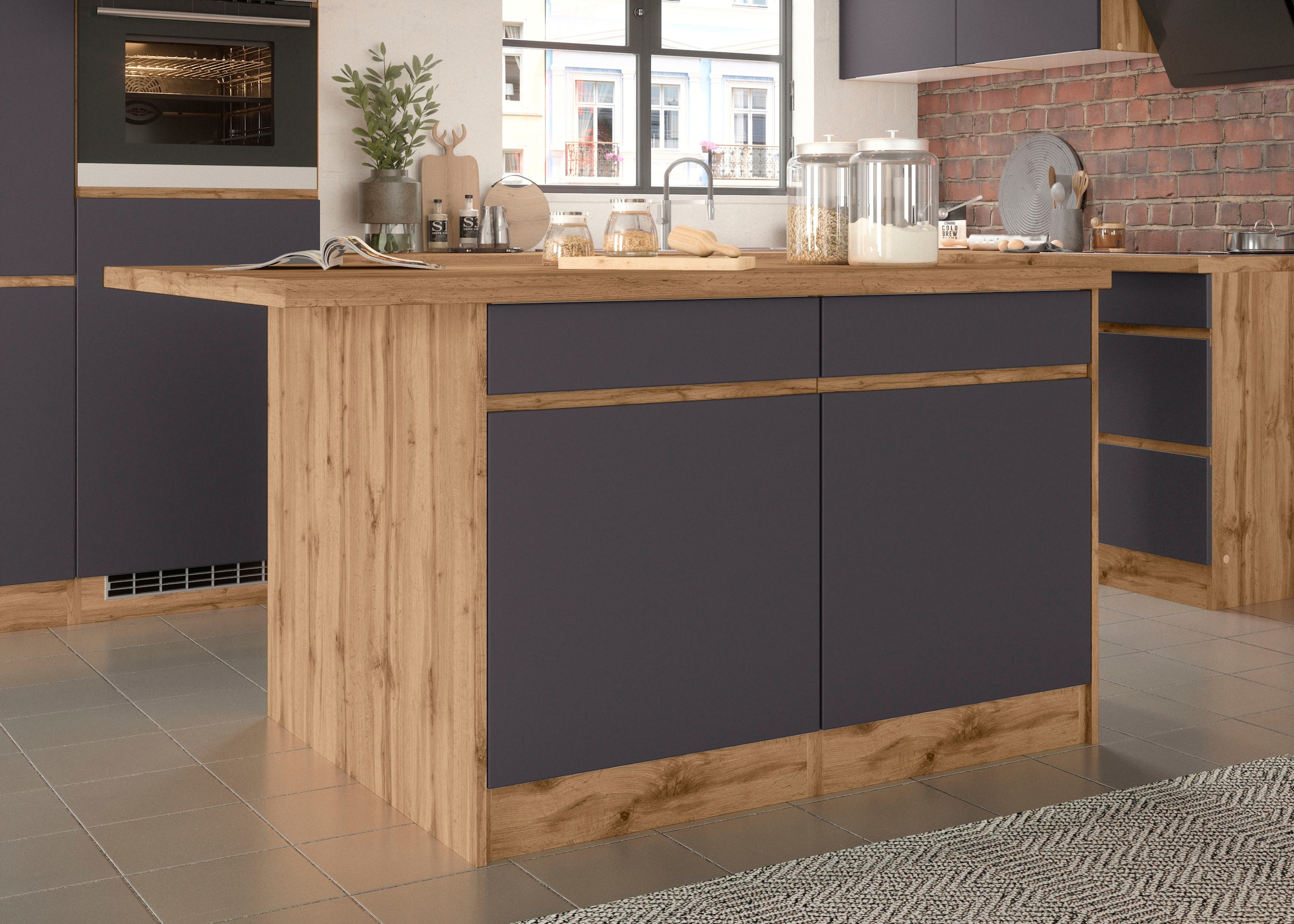 KOCHSTATION Kücheninsel »KS-Riesa« Breite 153 cm, Tiefe 100 cm, MDF-Fronten