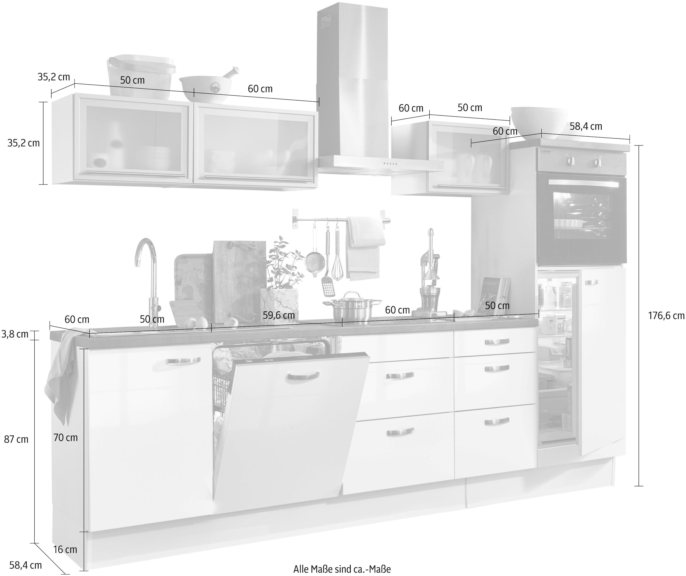 280 Soft-Close-Funktion, Raten mit cm und bestellen Küchenzeile »Cara«, Vollauszügen auf Breite OPTIFIT