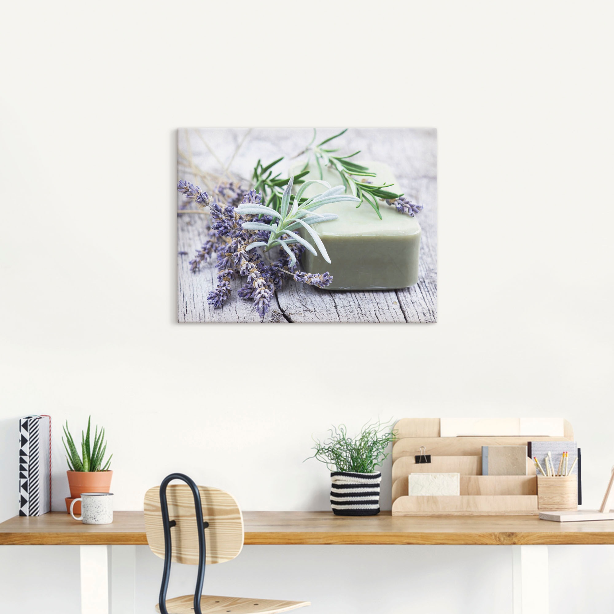 Artland Wandbild »Stück natürlicher Seife mit Kräutern«, Spa, (1 St.), als Leinwandbild, Poster, Wandaufkleber in verschied. Größen