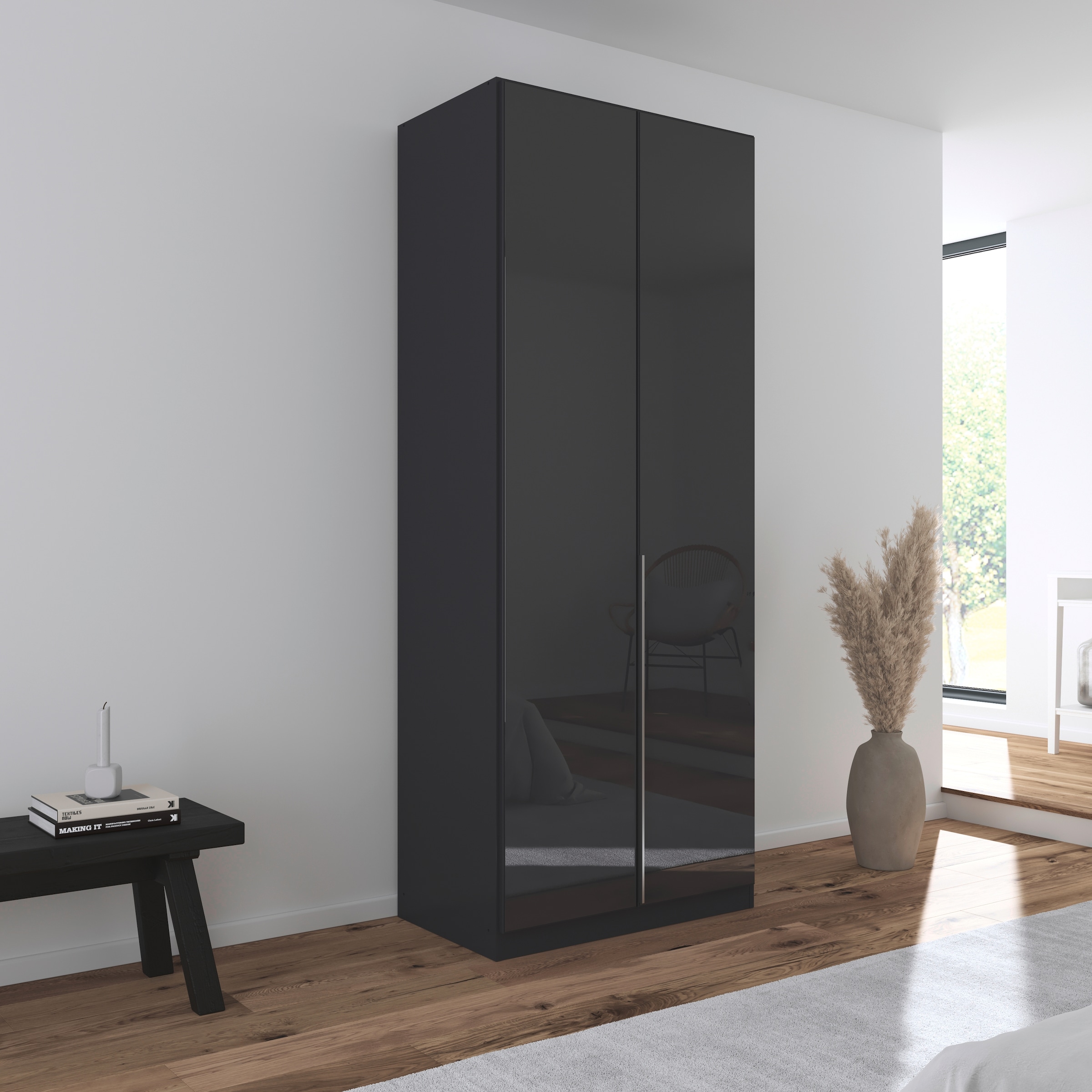 rauch Drehtürenschrank »Kleiderschrank Kleiderschränke Schrank Garderobe AGORDO mit Glasfront«, (in zwei Griff-Farben), durchdachte Innenausstattung, in 6 Breiten und 2 Höhen MADE IN GERMANY