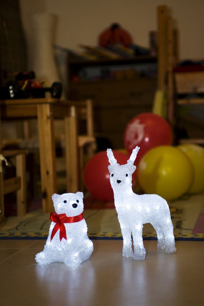KONSTSMIDE LED Dekofigur »LED Acryl Eisbär mit roter Schleife«, 16 kalt weiße Dioden