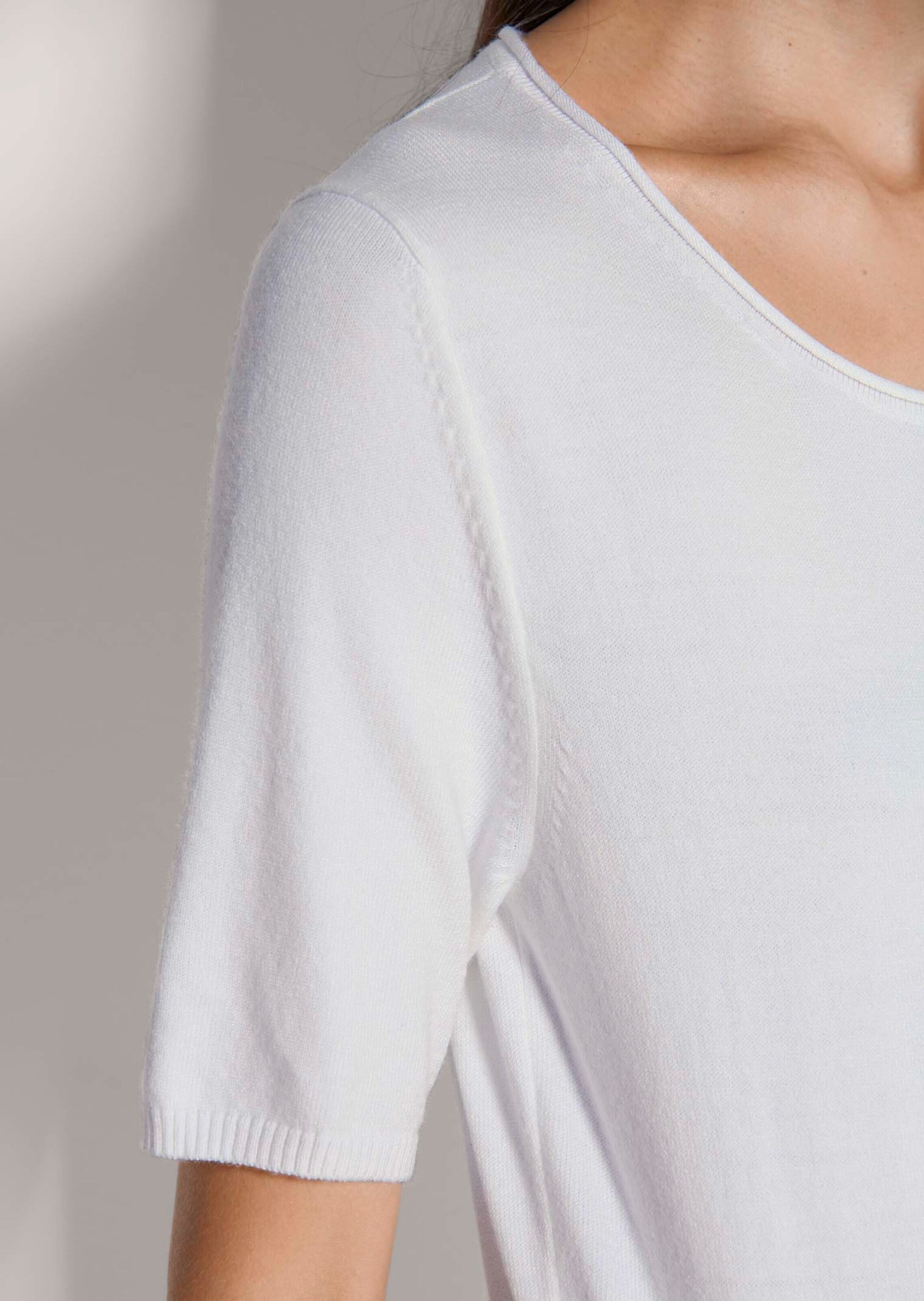 MADELEINE Longpullover »Strickshirt Sommerpulli mit Rollkante« schmale Rippenabschlüsse