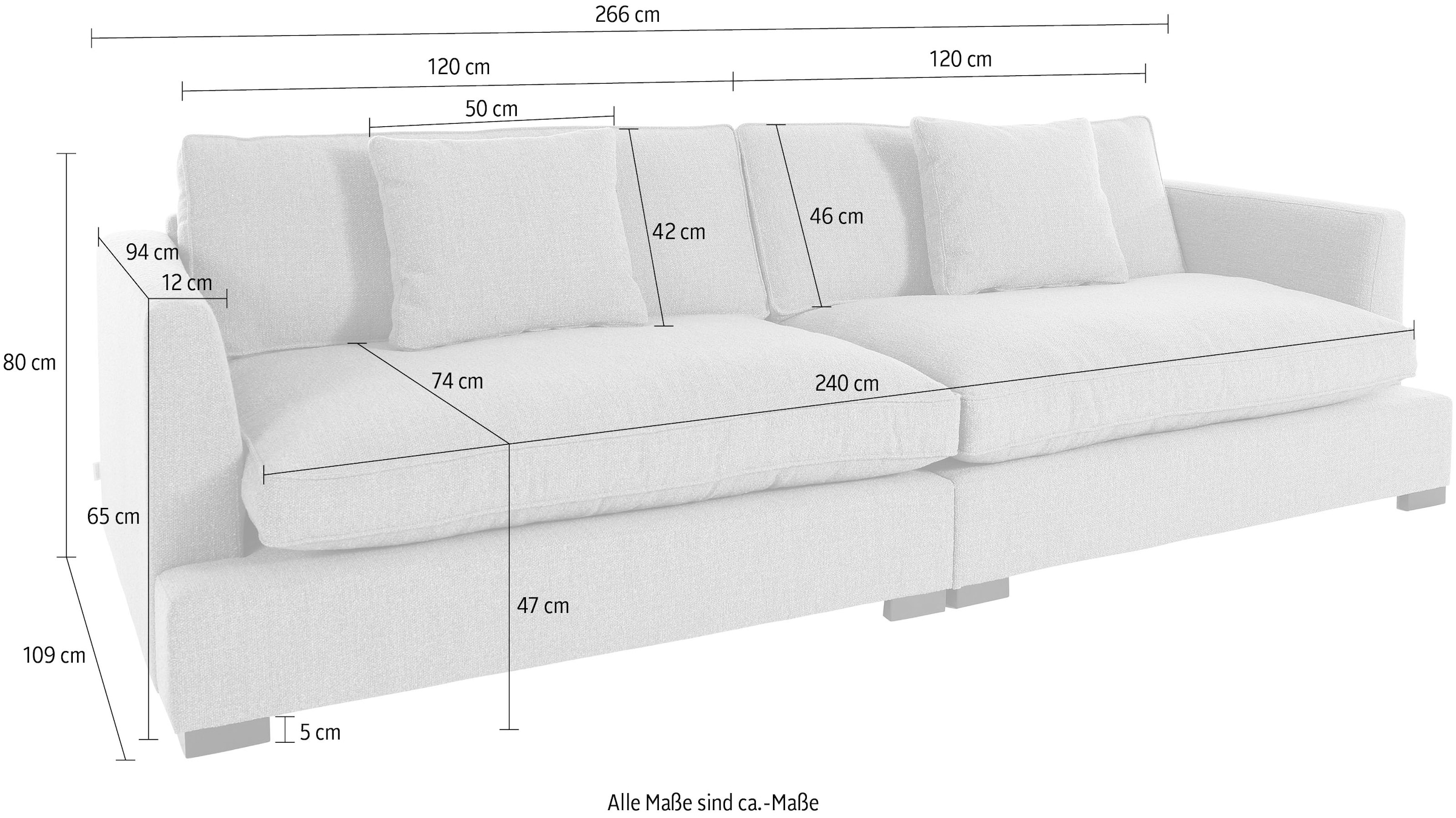 Guido Maria Kretschmer Home&Living Big-Sofa »Annera«, weicher Sitzkomfort, mit extra tiefen Sitzflächen, Füllung mit Federn