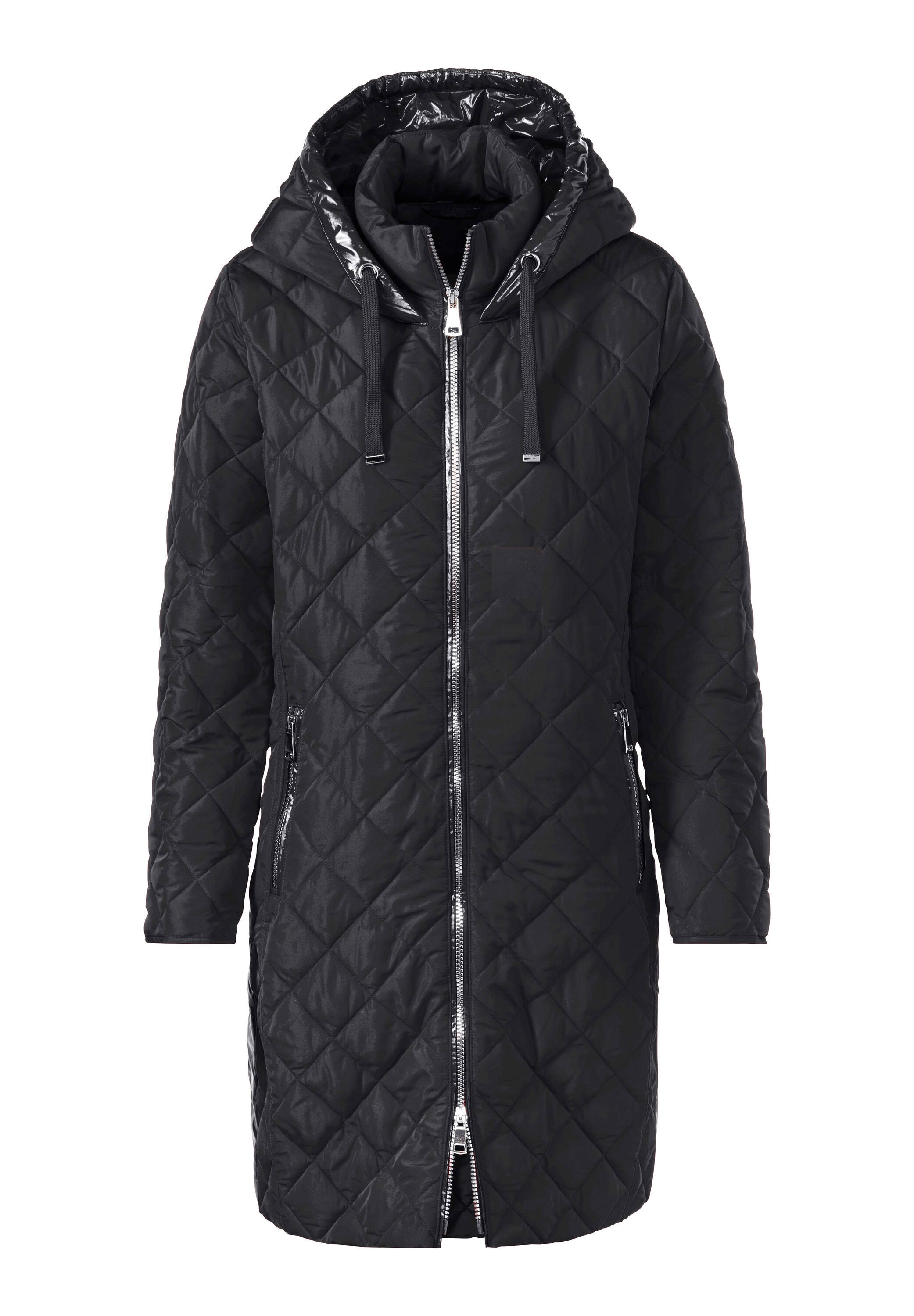 heine Steppjacke »Kurzmantel Steppmantel mit Details in Lack-Optik« mit Kapuze