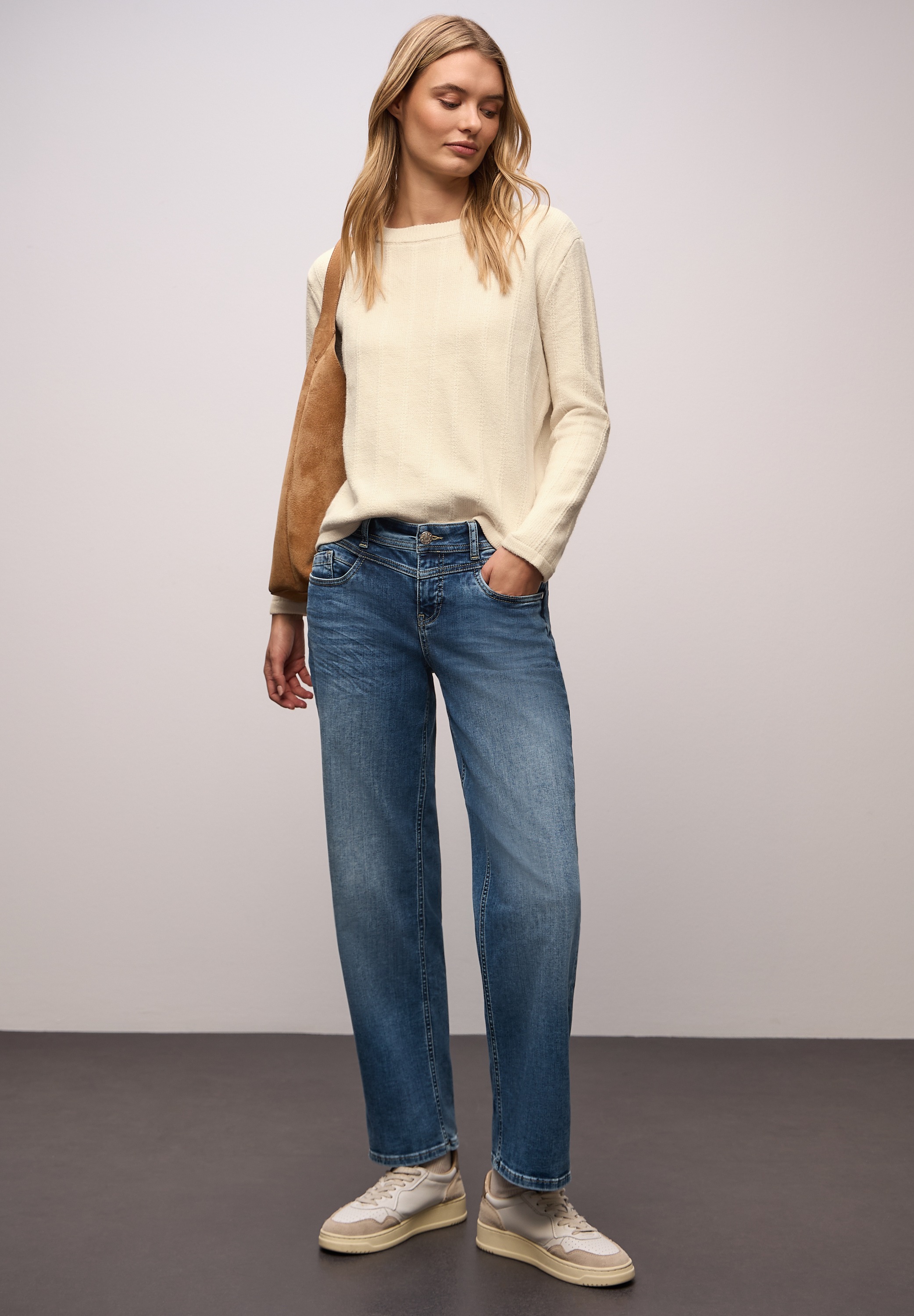 STREET ONE Strickpullover mit Rundhals, strukturiert