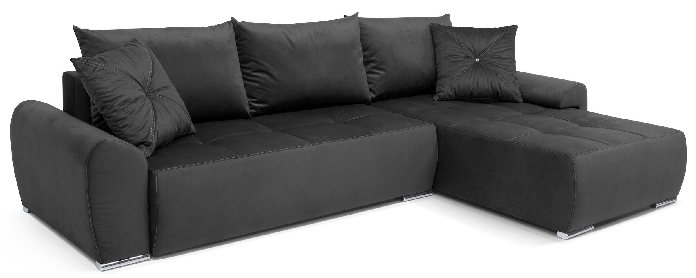 COLLECTION AB Ecksofa »Bilbao L-Form«, inkl. Bettfunktion und Bettkasten, Zierkissen mit Strassstein