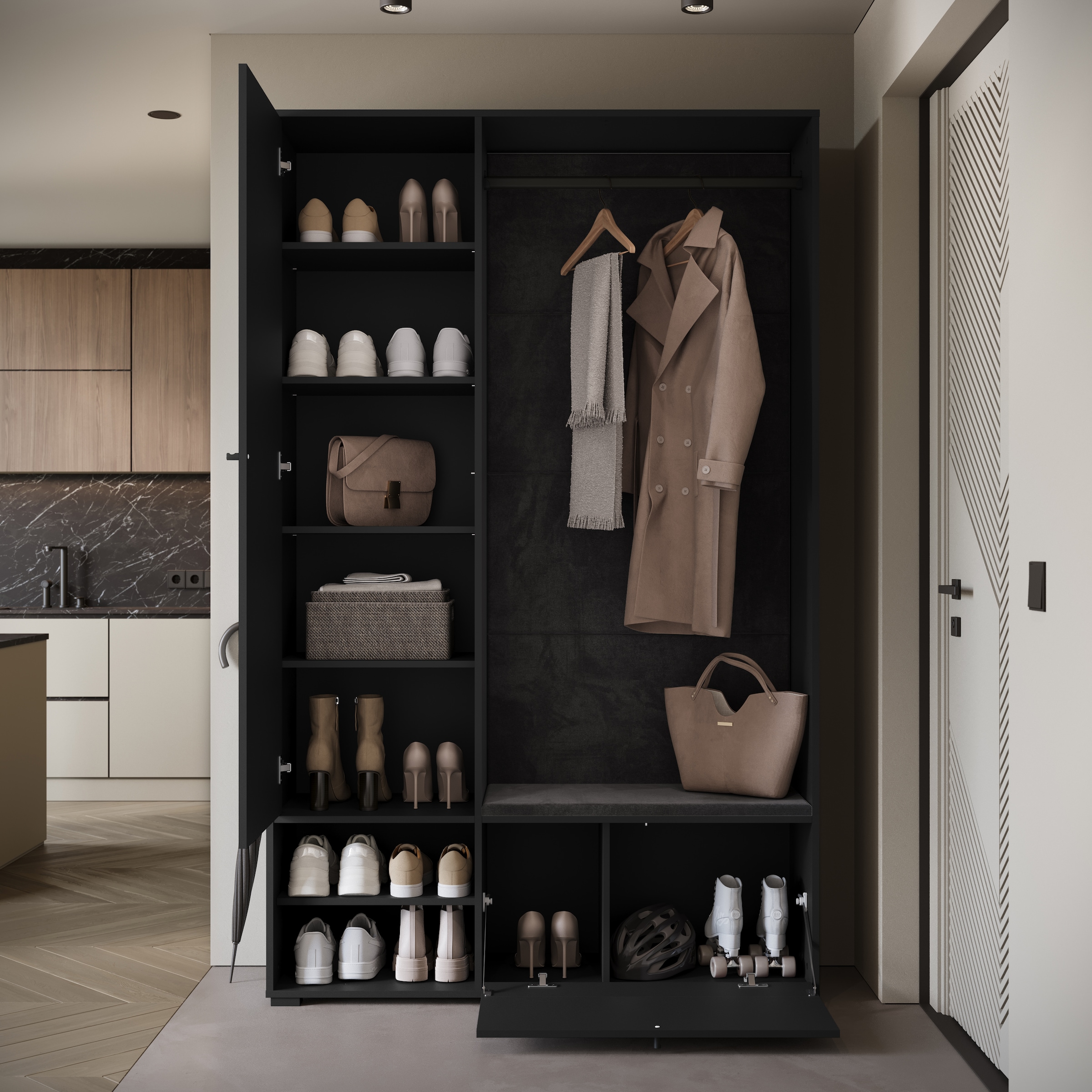 Home affaire Garderoben-Set »Garderobe mit Spiegel, Sitzbank und Kleiderstange« 1 Stk. tlg.