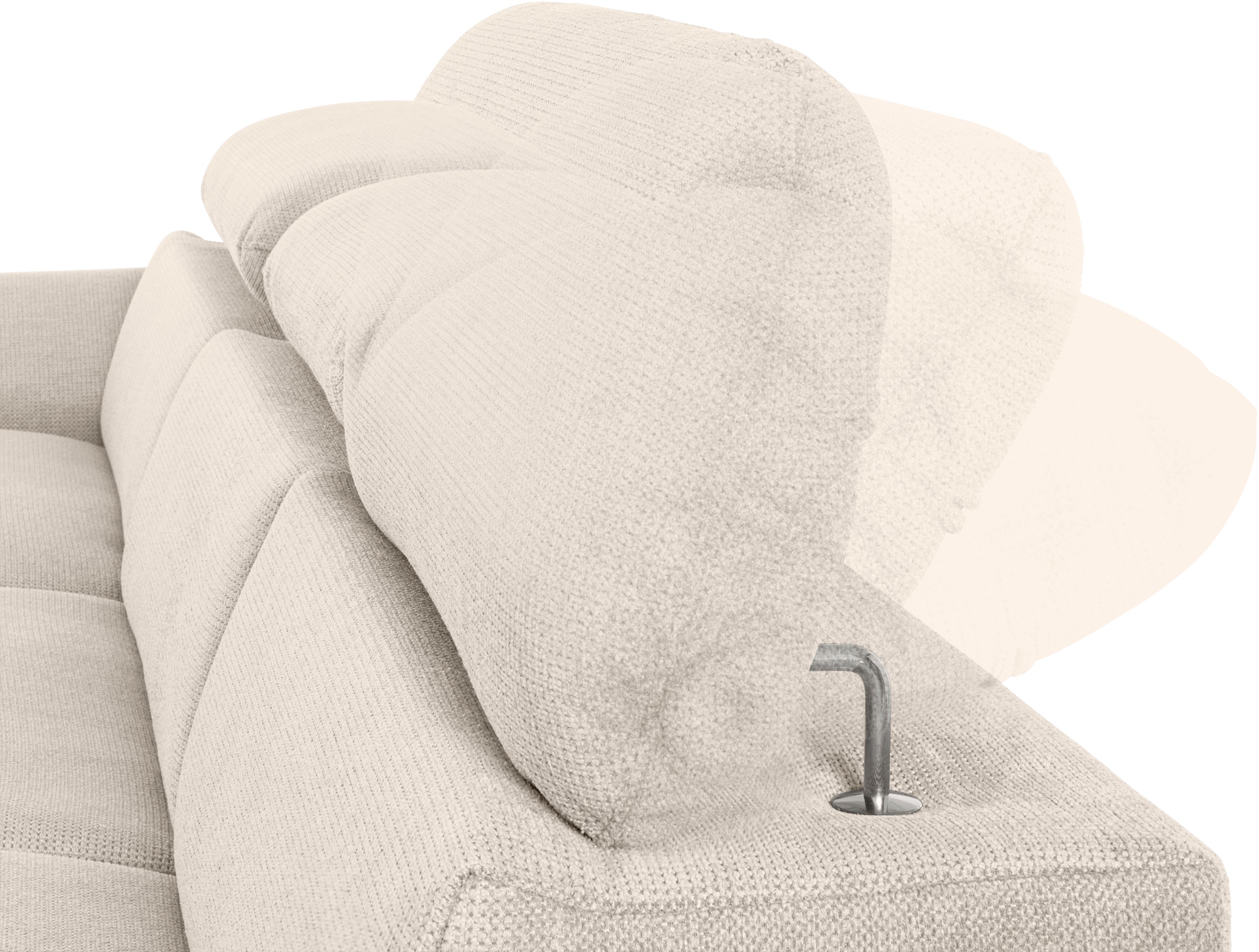 COTTA Ecksofa »Lola L-Form mit Kopfteilfunktion & Hocker«, (Set, mit Hocker), wahlweise mit Bettfunktion, Bettkasten & Armteilverstellung