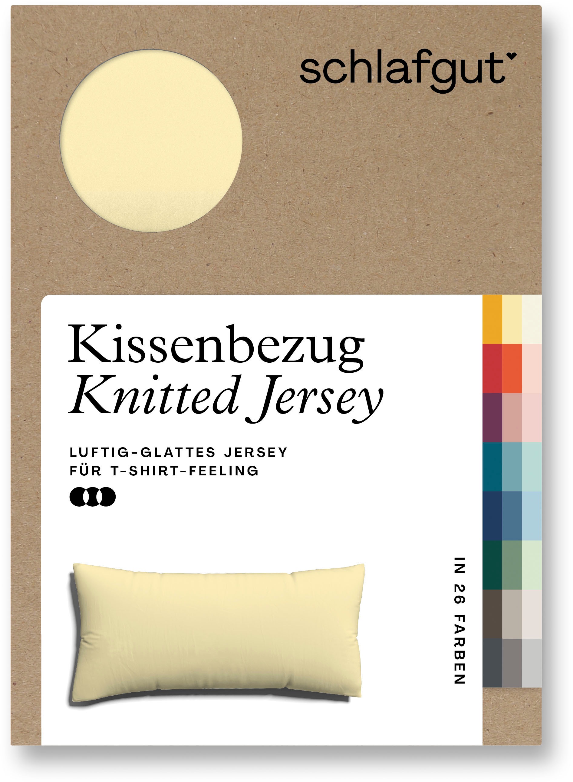 Schlafgut Kissenbezug »Knitted Jersey aus Bio-Baumwolle mit Elasthan, bügelfrei,«, (1 St.), besonders fein gestrickt, Kissenhülle mit farbigem Reißverschluss