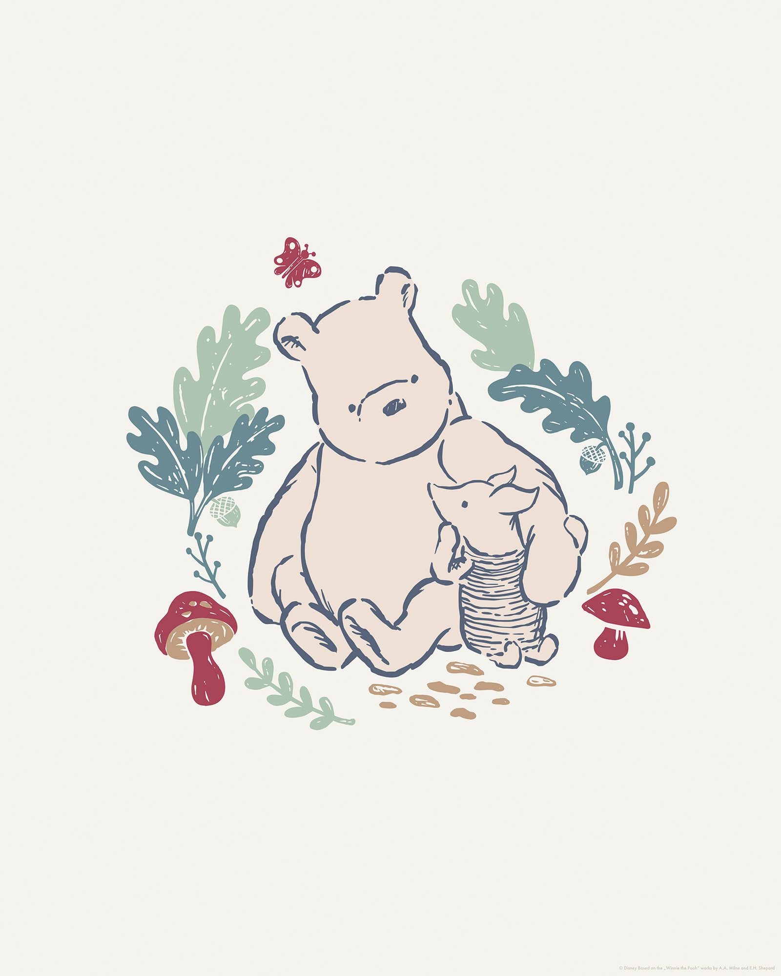 Komar Wandbild »Disney Winnie the Pooh Taking Care«, Disney, (Set, 1 St.), 40 x 50 cm (Breite x Höhe) - Kinderzimmer, Dekoration
