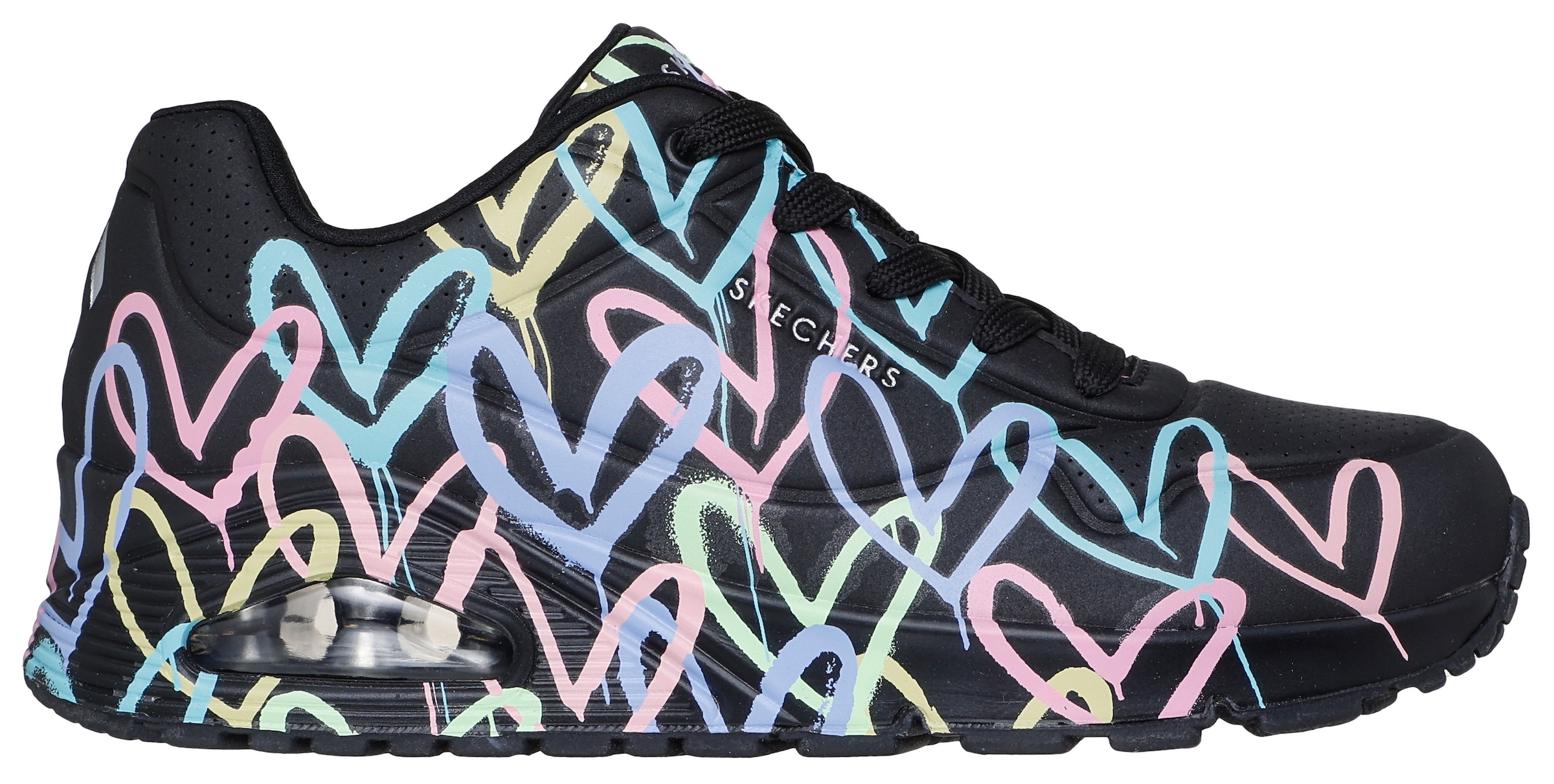 Skechers Wedgesneaker »UNO-SPREAD THE LOVE«  Freizeitschuh, Halbschuh, Schnürschuh mit coolem Graffiti-Print