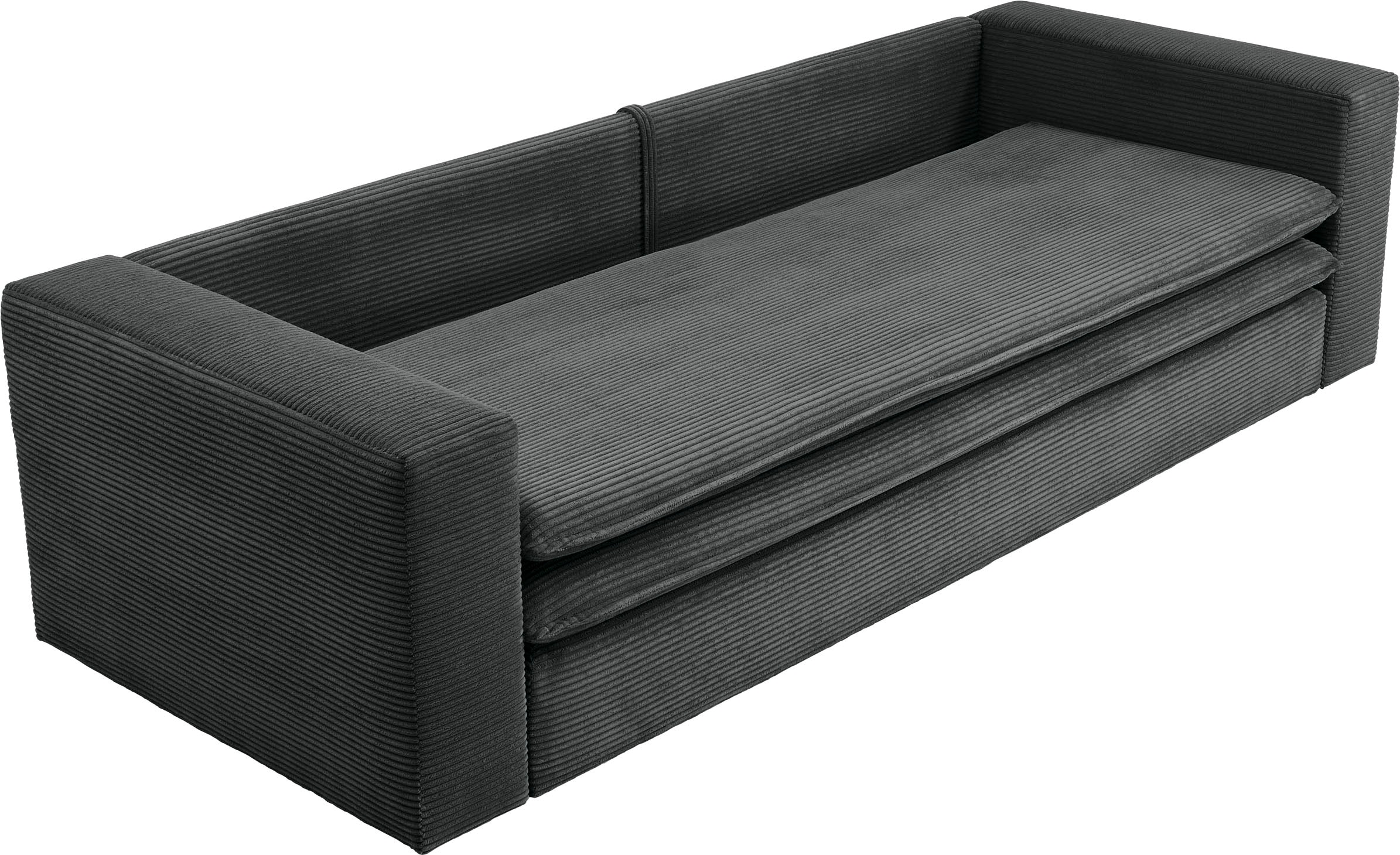 Places of Style 3-Sitzer »PIAGGE«, Cord-Bezug - mit Bettfunktion und Bettkasten, mit praktischem Topper