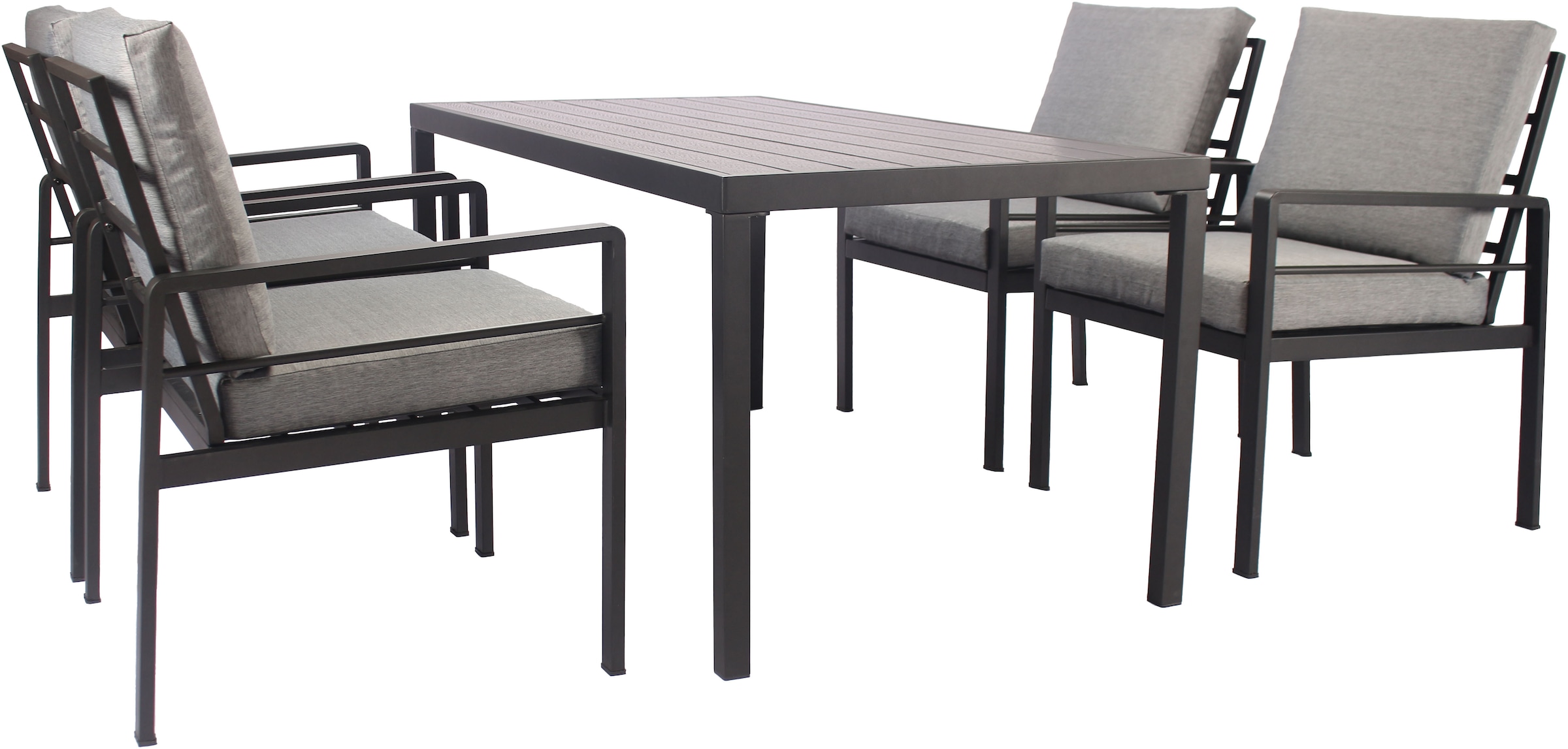 KONIFERA Garten-Essgruppe »»New Jersey««, (Set, 13 tlg., 4 Sessel, Tisch 80x160x71 cm, inkl. Auflagen), Aluminium