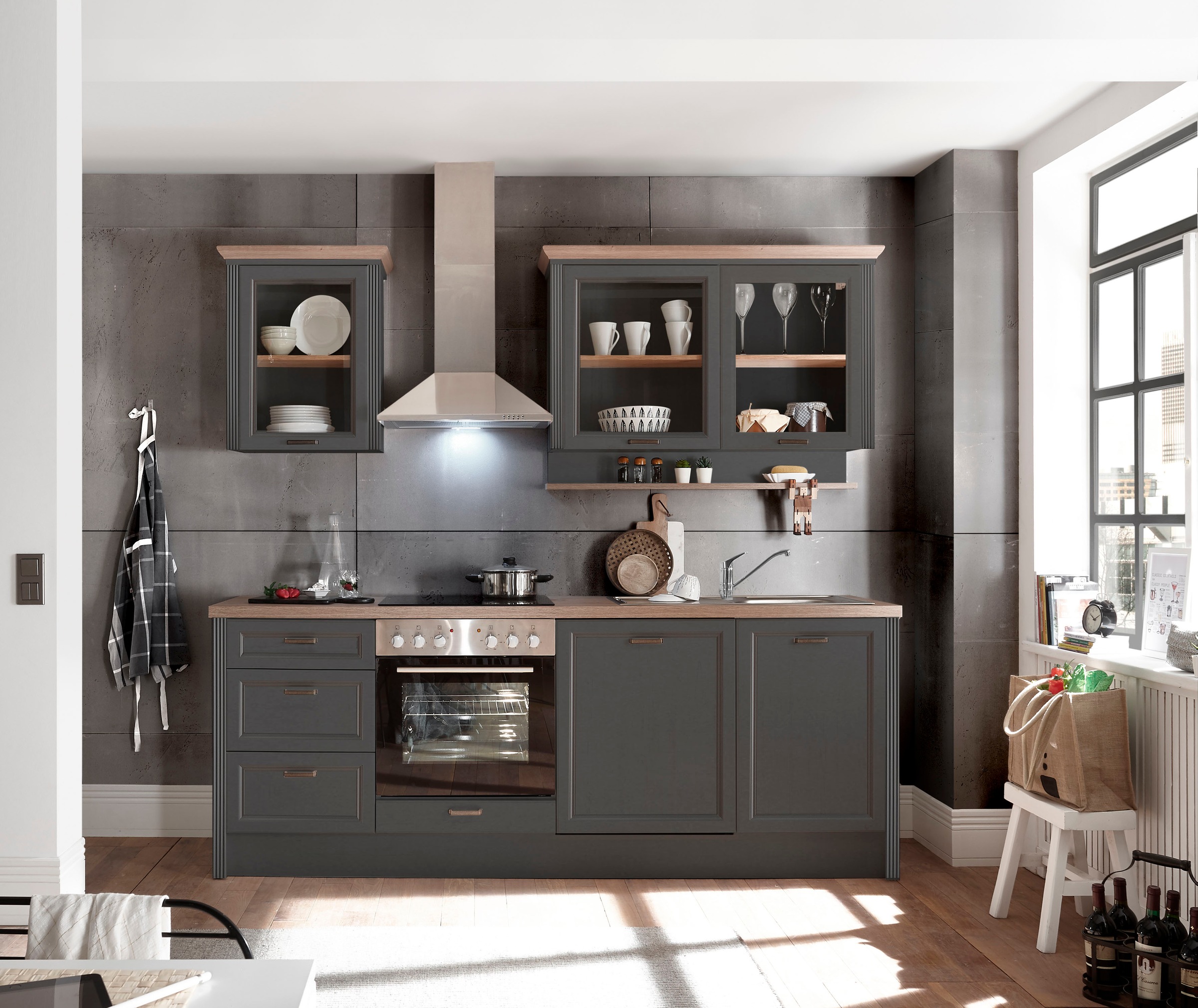 KOCHSTATION Küche »Jasmin« 230 cm breit, wahlweise mit oder ohne E-Geräte