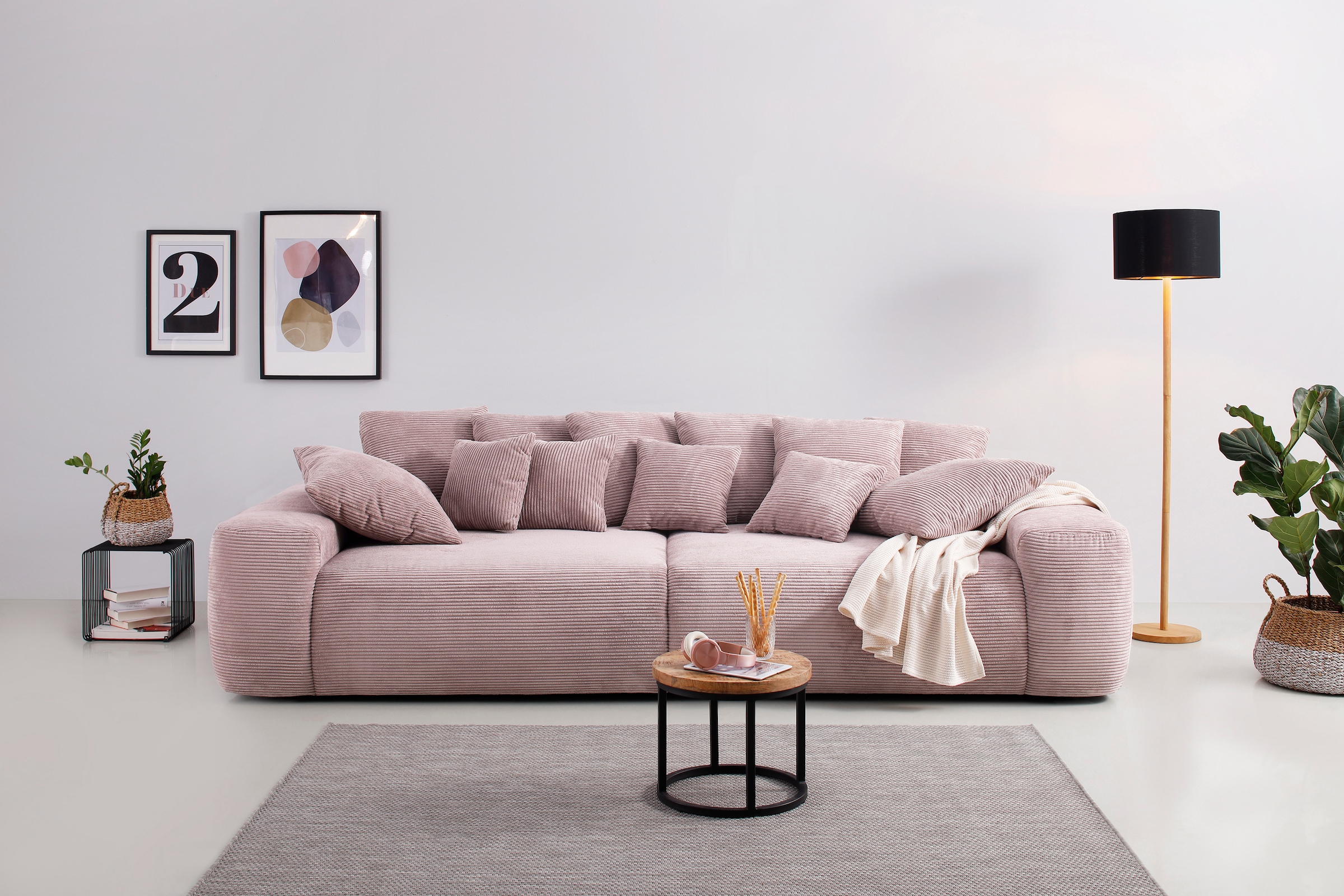 Home affaire Big-Sofa »Glamour«, Boxspringfederung, Breite 302 cm, Lounge  Sofa mit vielen losen Kissen auf Raten kaufen