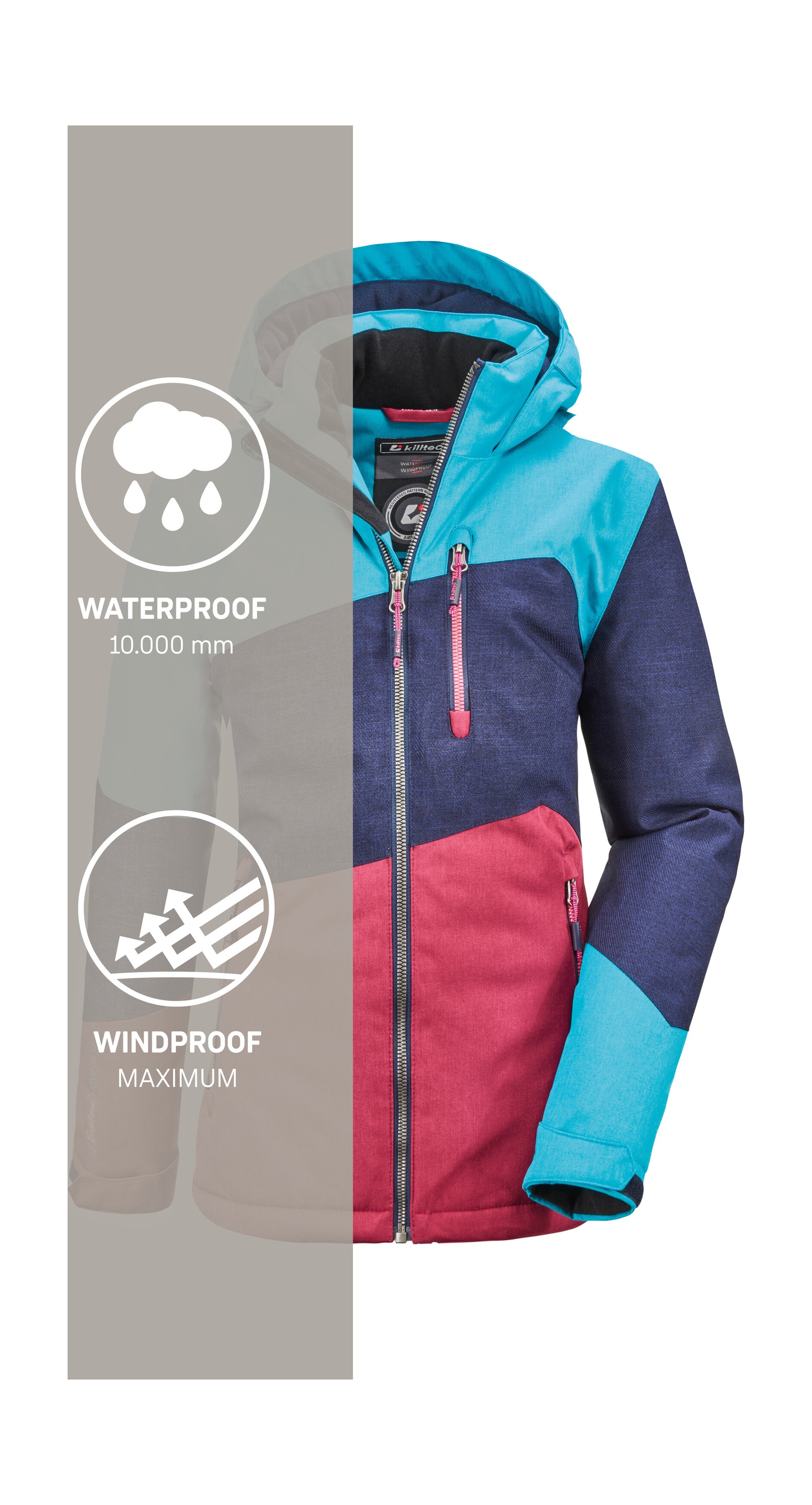 Killtec Outdoorjacke »Lynge GRLS JCKT B«, Wasserdichte Winterjacke mit Kapuze, Fleece, verstellbaren Ärmeln