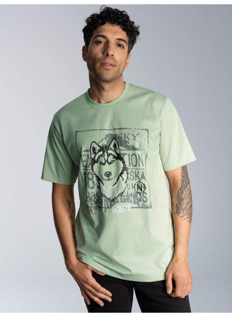 Trigema T-Shirt »TRIGEMA T-Shirt mit großem Husky-Printmotiv«, (1 tlg.)