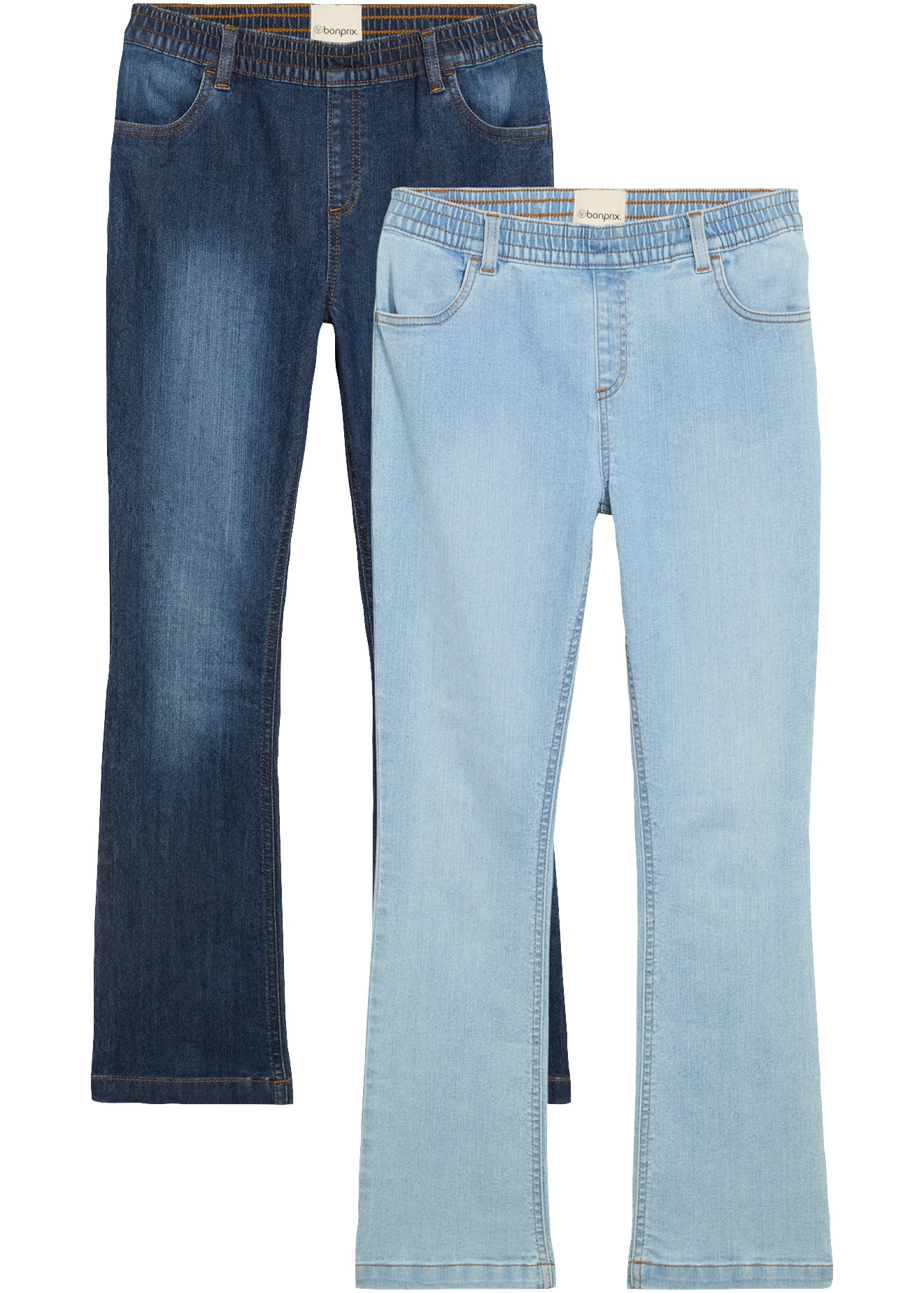 bonprix Schlupfjeans Packung,  für Mädchen, im praktischen 2er Pack, mit Schlupfform, Slim Fit