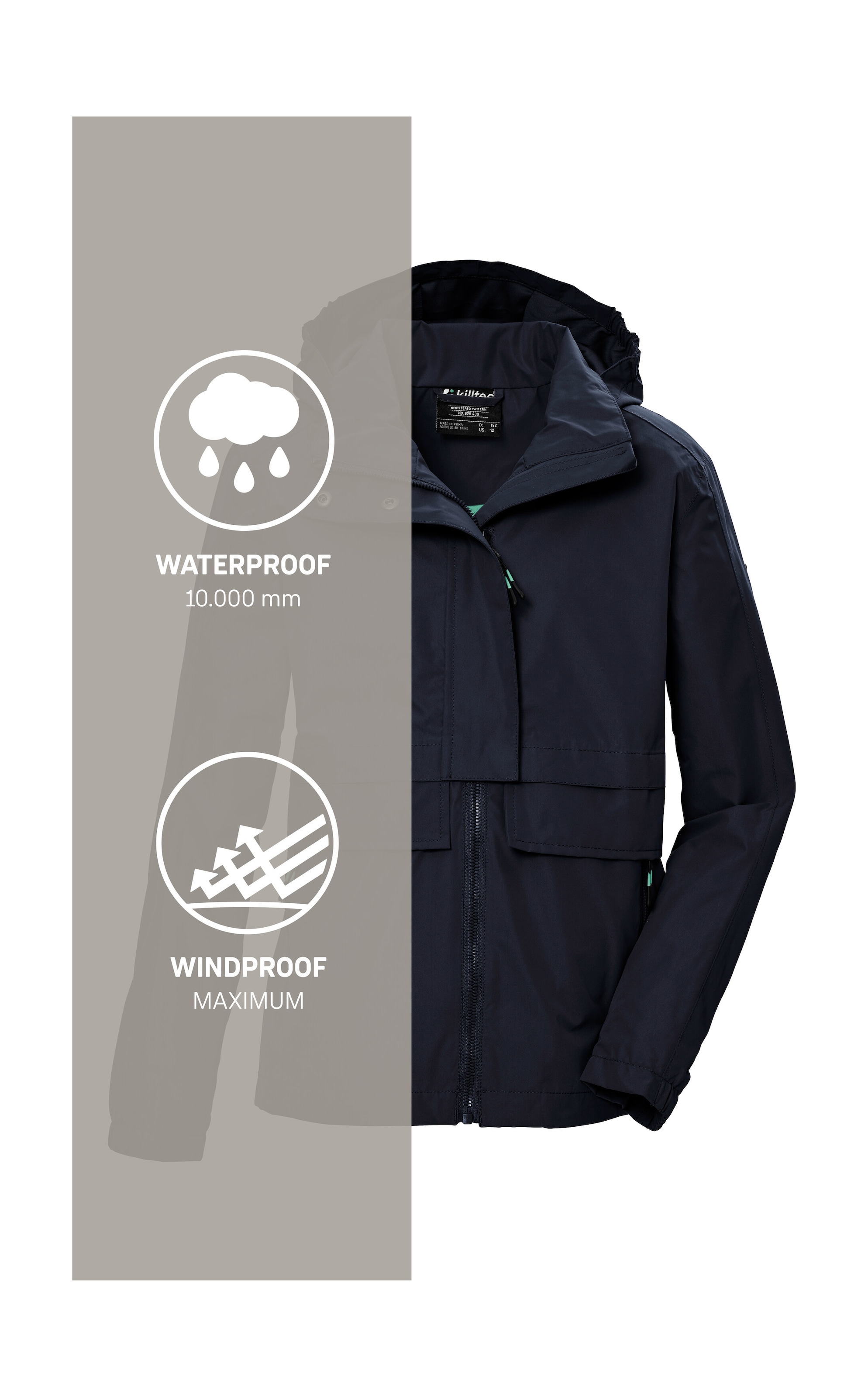 Killtec Funktionsjacke »KOS 149 GRLS JCKT«, regulierbare Kapuze, wind- und wasserdicht, PFAS-frei imprägniert