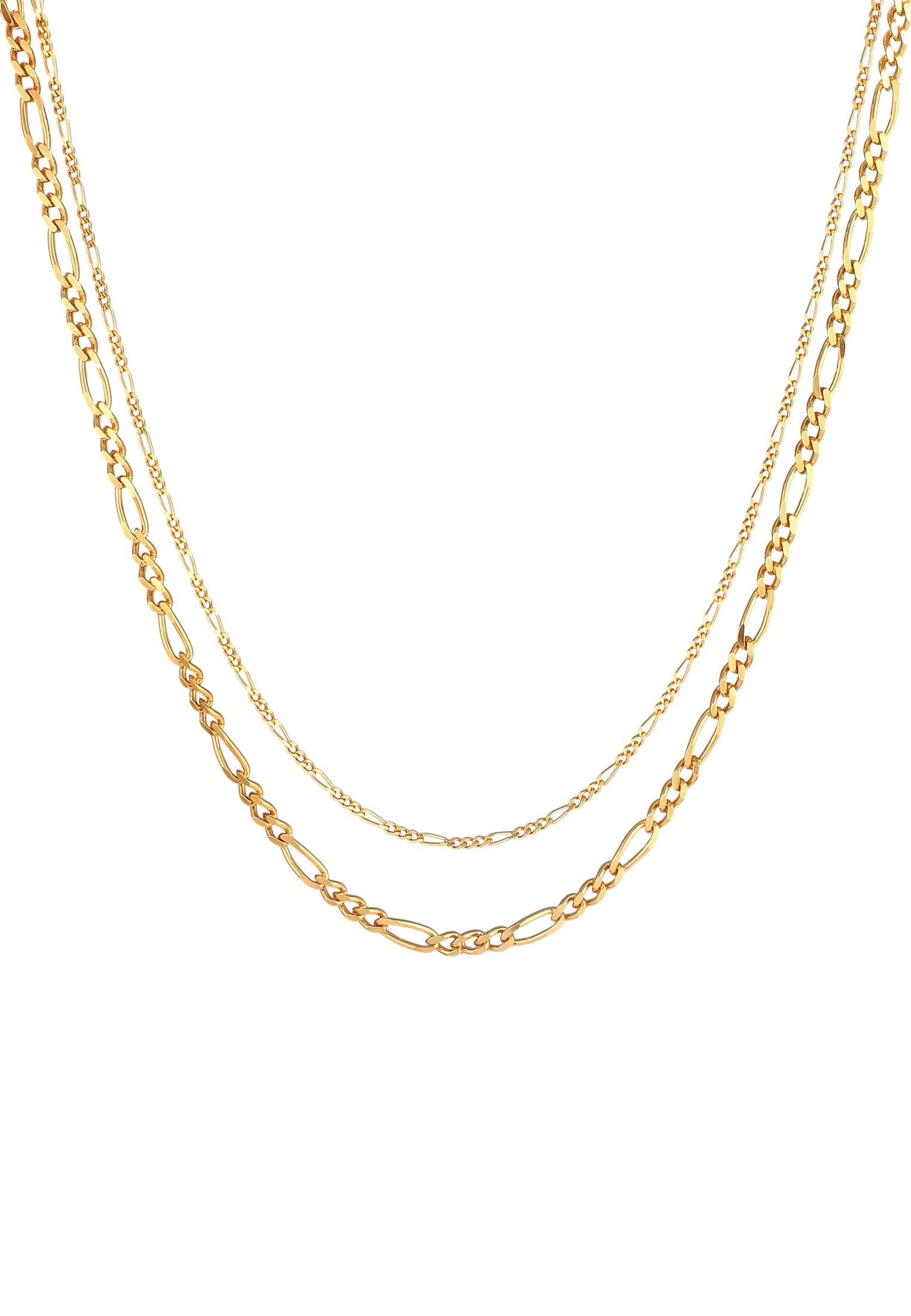 Elli Premium Kette ohne Anhänger »Halskette Figaro Layer Kette Basic 925 Silber«