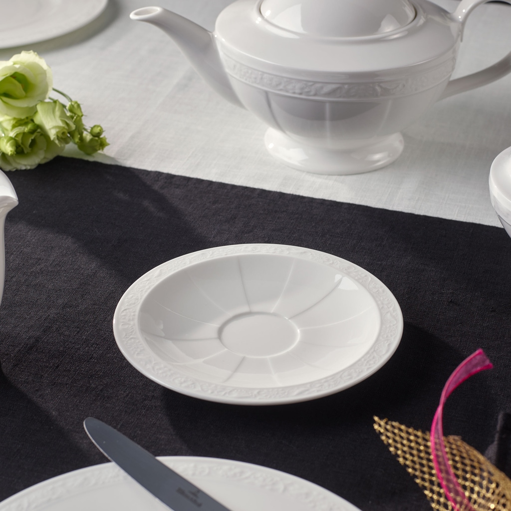 Villeroy & Boch Tasse »Kaffeetassen mit Untertassen White Pearl 120 ml 6er Set weiß«