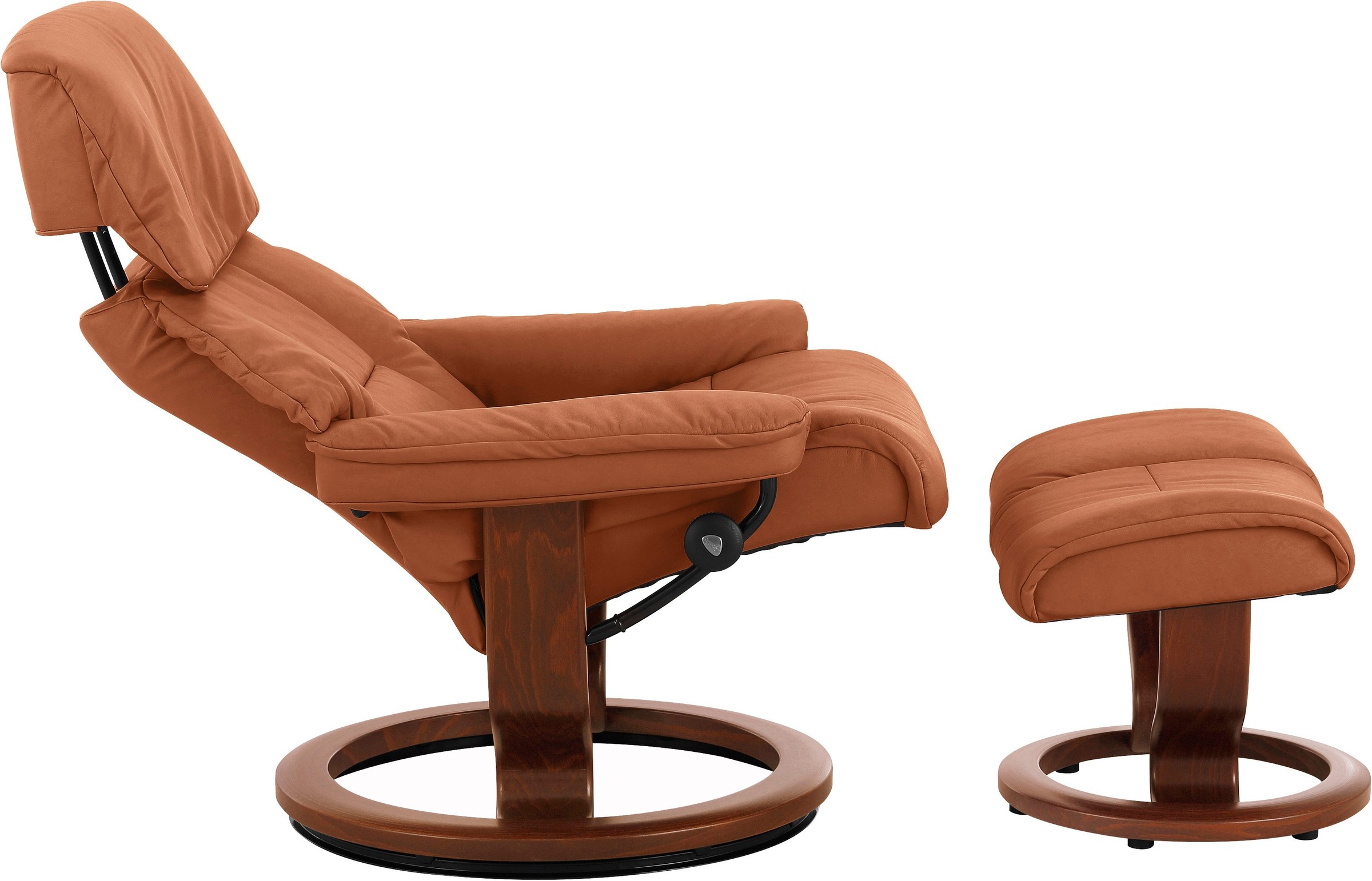 Stressless® Relaxsessel »Ruby«, (Set, Relaxsessel mit Hocker), mit Classic Base, Größe L, Gestell Eiche, Wenge, Braun & Schwarz