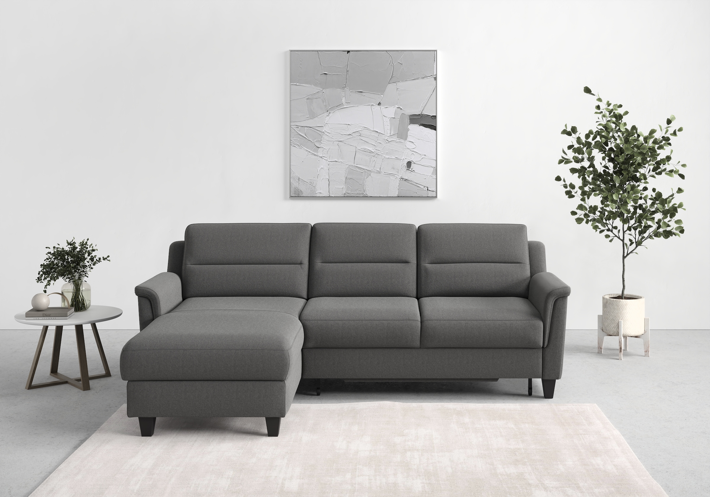 sit&more Ecksofa »Farö L-Form«, inklusive Federkern, wahlweise mit Bettfunktion und Bettkasten