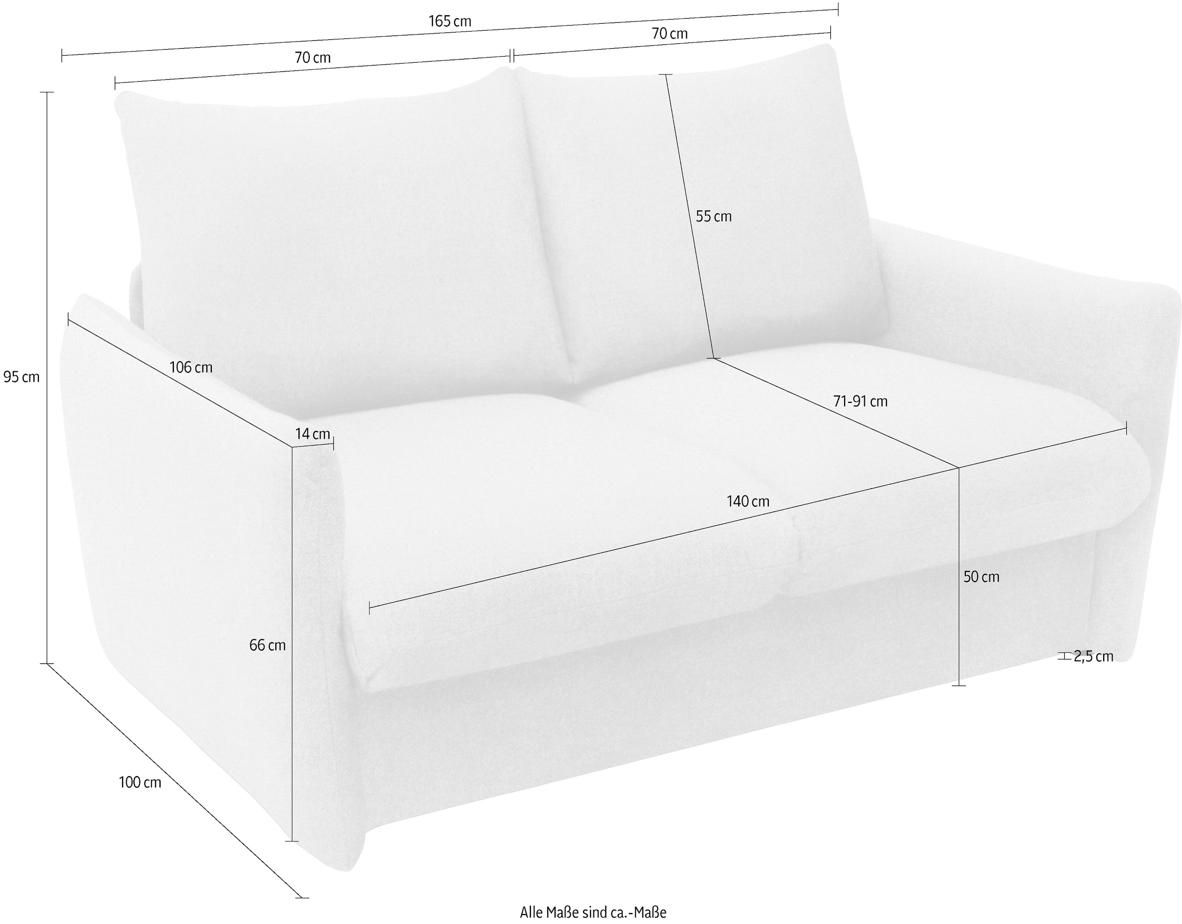 DOMO collection Schlafsofa »700023 Schlaffunktion, Federkern, 2-Sitzer, stabile Liegefläche«, Sitzflächen einzeln ausklappbar zum Schlafen, Relaxen und Entspannen