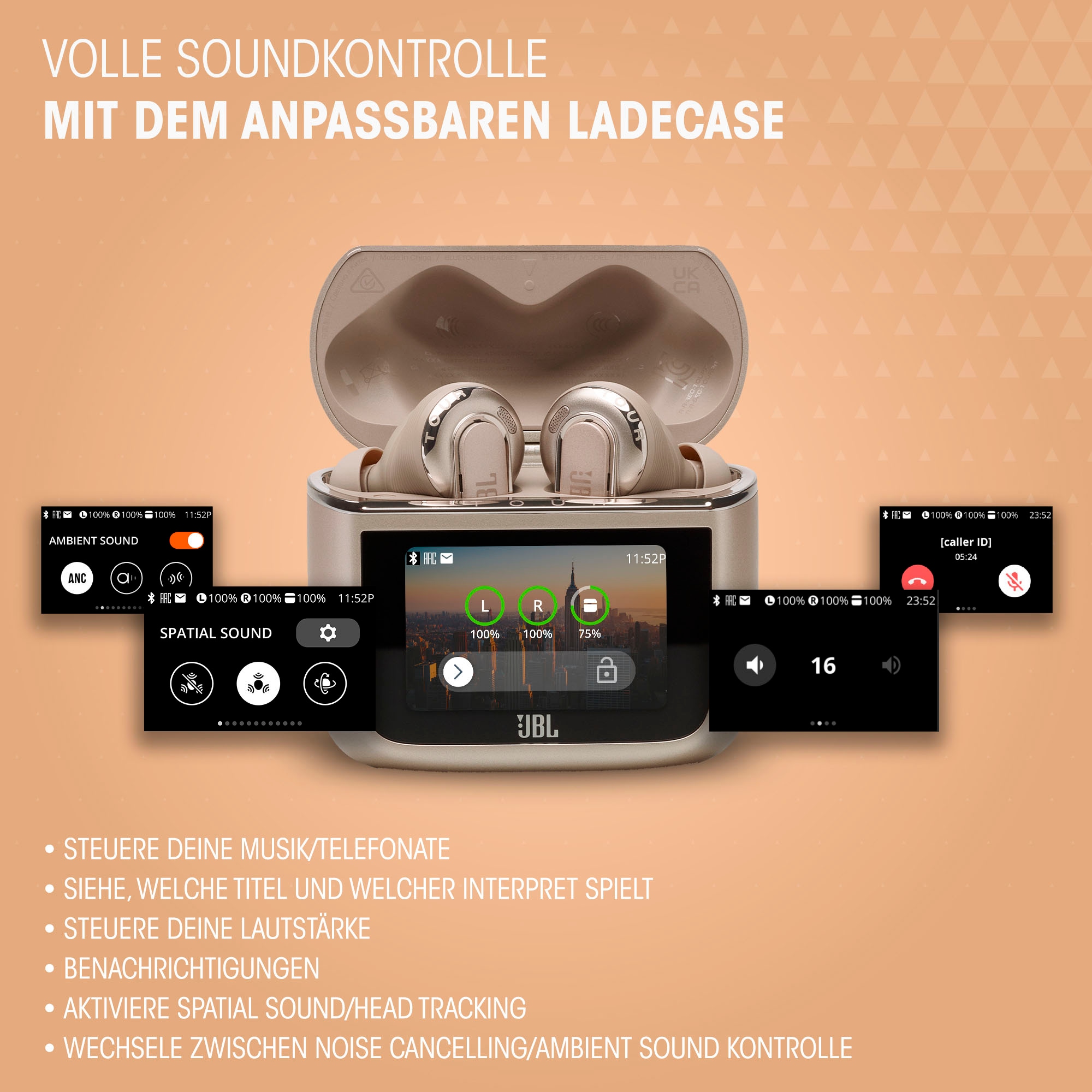 JBL wireless In-Ear-Kopfhörer »TOUR PRO 3 TWS«, A2DP Bluetooth, Active Noise Cancelling (ANC)-Stummschaltung-Freisprechfunktion