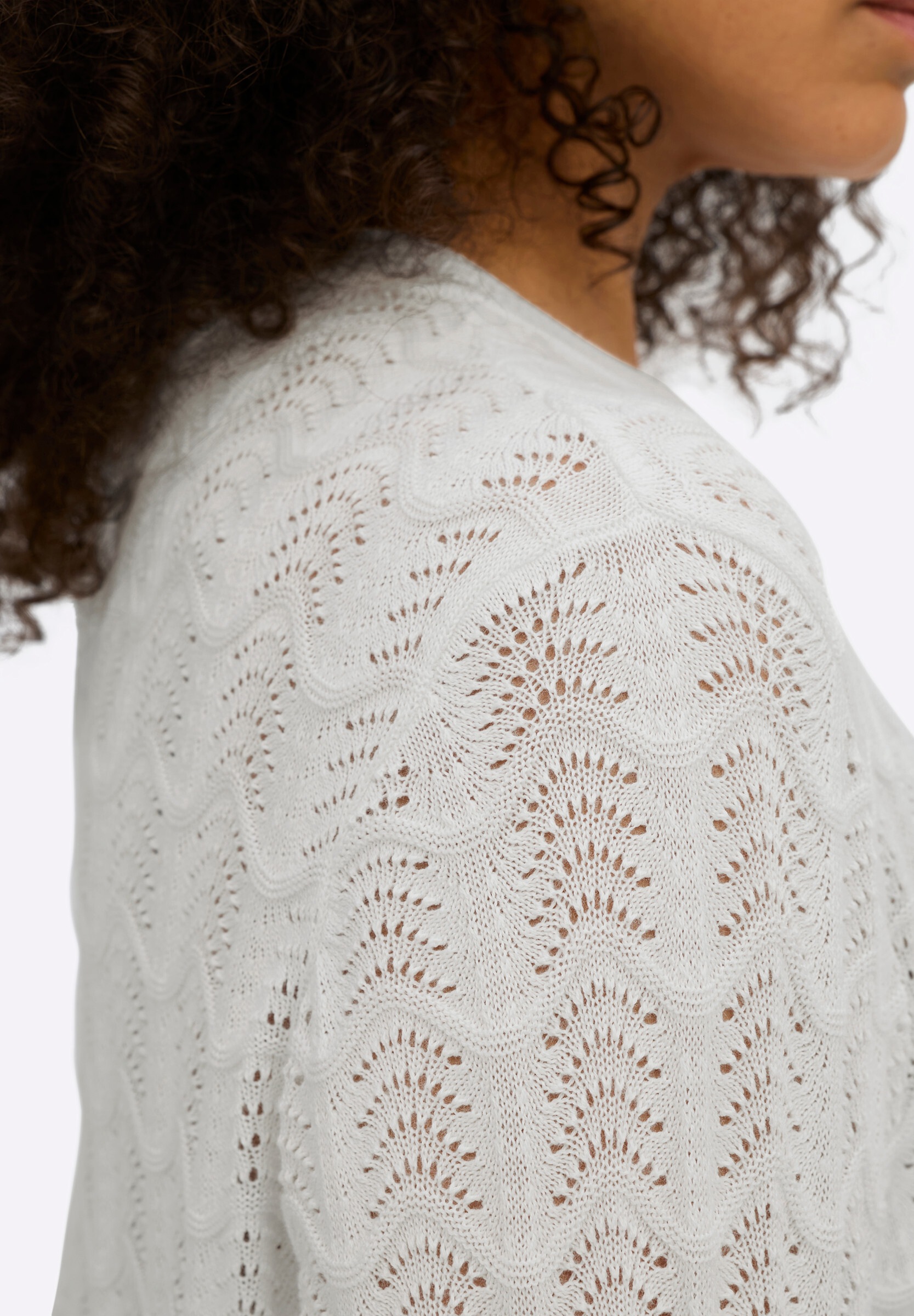 Sheego Strickpullover »Pullover Ajourpullover mit kurzer Knopfleiste«