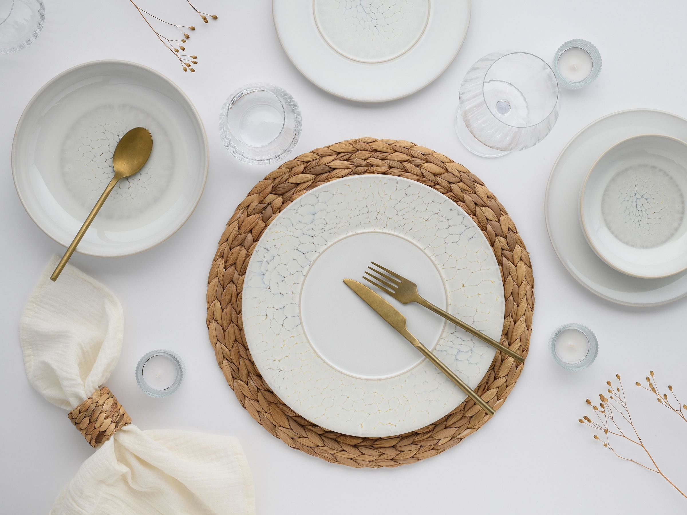 CreaTable Teller-Set »Unico, Teller Set, 8-tlg.« Eleganter Flair, Breite Fahne, Edel