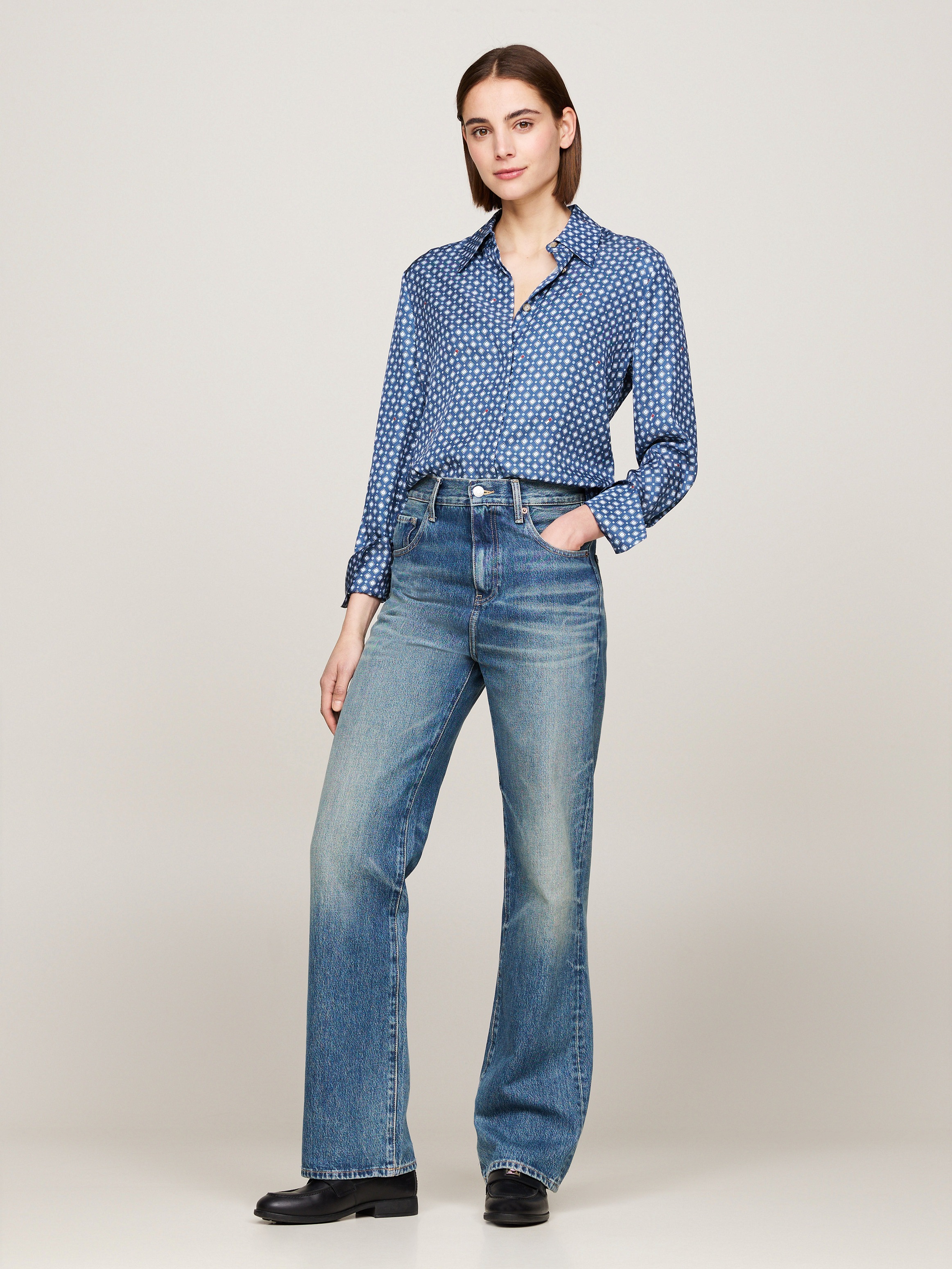 Tommy Hilfiger Hemdbluse »FOULARD REGULAR SHIRT«, mit Tommy Hilfiger Logo
