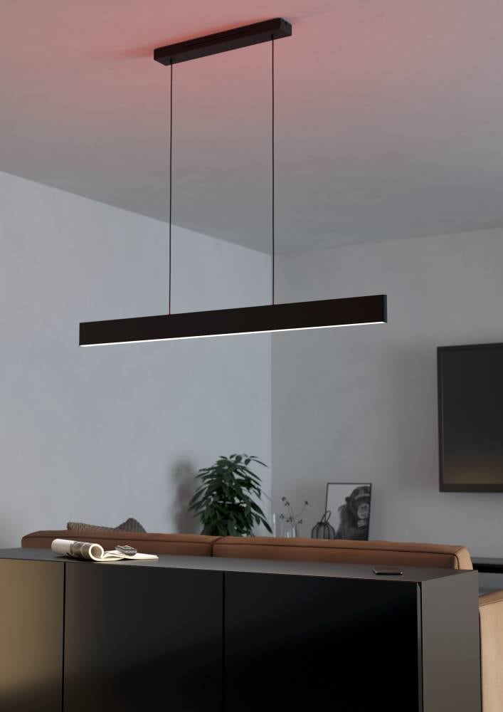 EGLO Hängeleuchte »ANDREAS-Z Hängelampe schwarz, ZigBee 3.0, Pendelleuchte, Pendellampe«, 2 flammig, Leuchtmittel LED-Modul | LED fest integriert, Timer, App / Sprachsteuerung Alexa, 117x7x110cm, exkl. Fernbedienung
