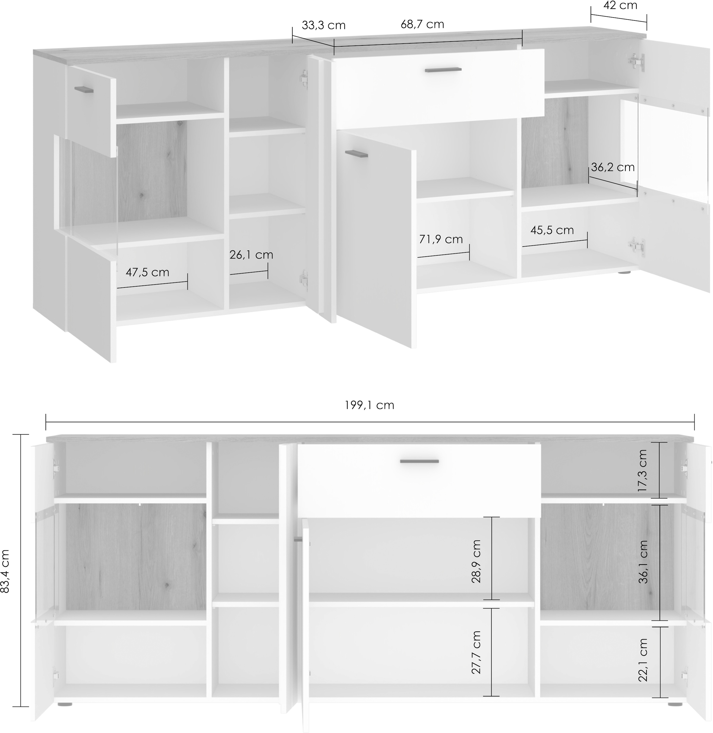 INOSIGN Sideboard »Dalano«, Breite ca.199 cm