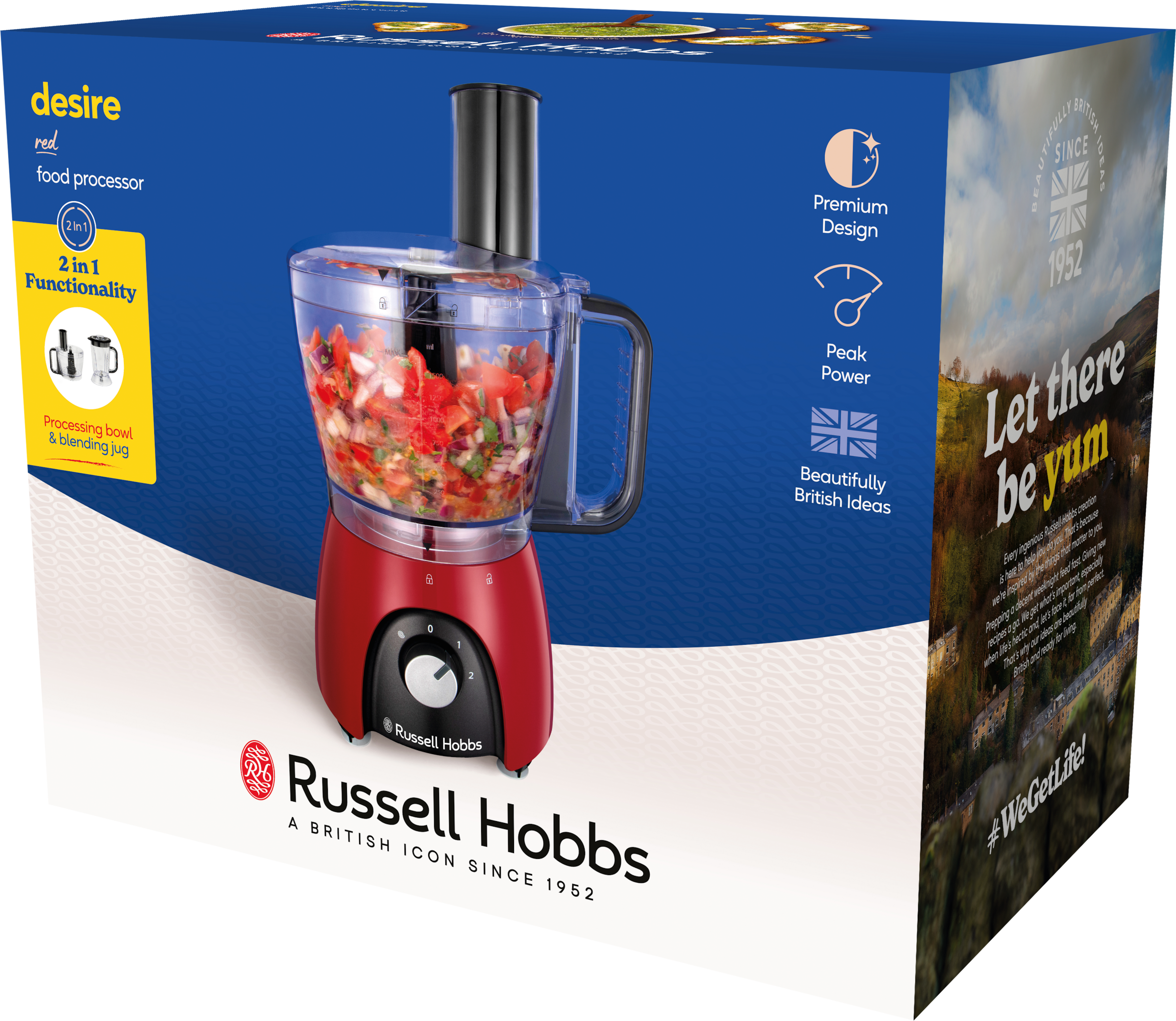 RUSSELL HOBBS Zerkleinerer »Desire Food Processor 27110-56, 2,3 Liter Glasbehälter«, 600 W