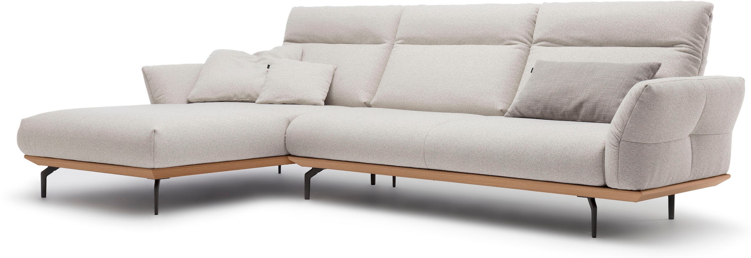 Creation BY ROLF BENZ Ecksofa »CR.460«, Sockel in Eiche, Winkelfüße in Umbragrau, Breite 318 cm