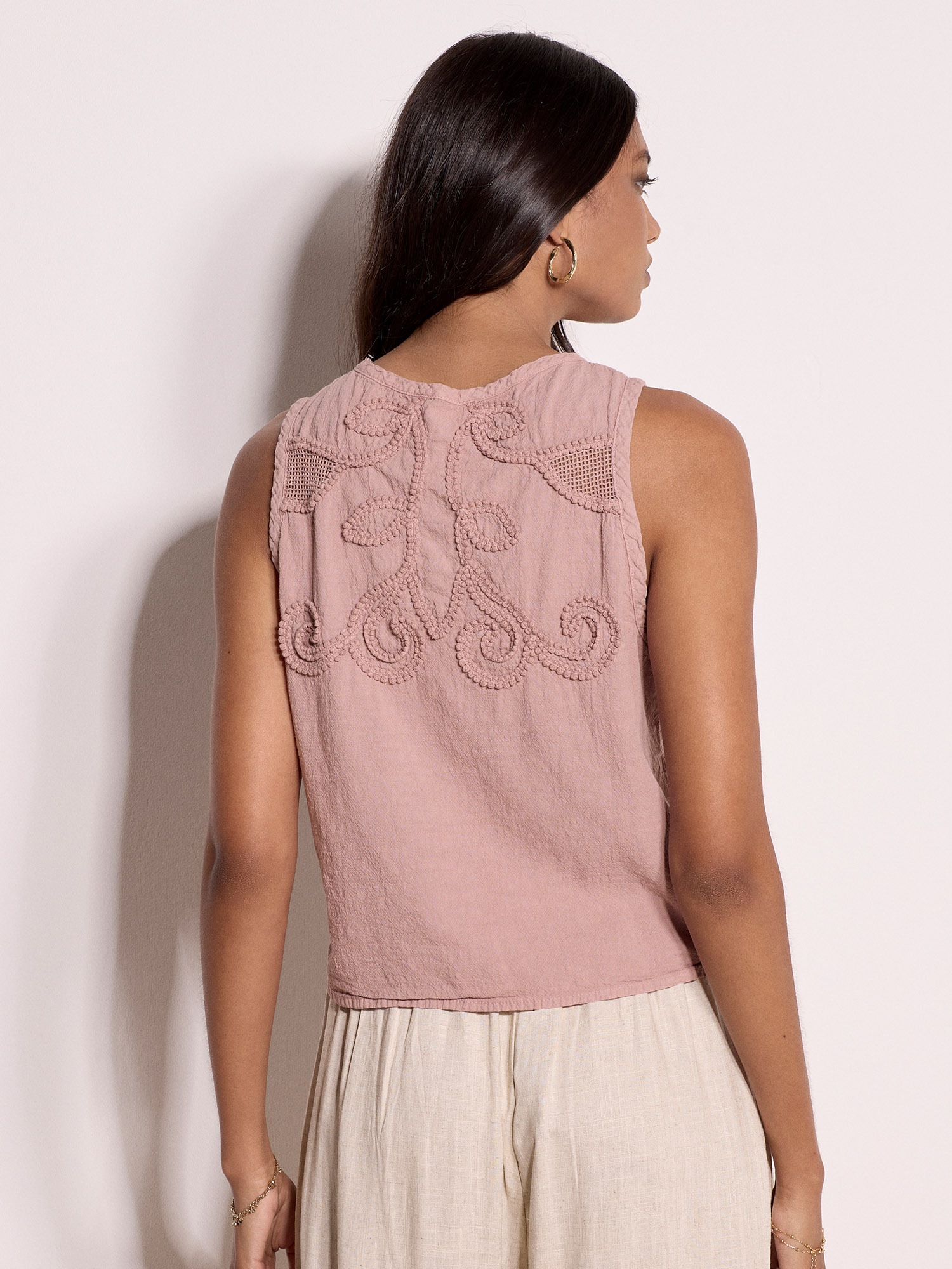 Apricot Spitzentop »Besticktes Baumwoll-Oberteil« mit Stickerei